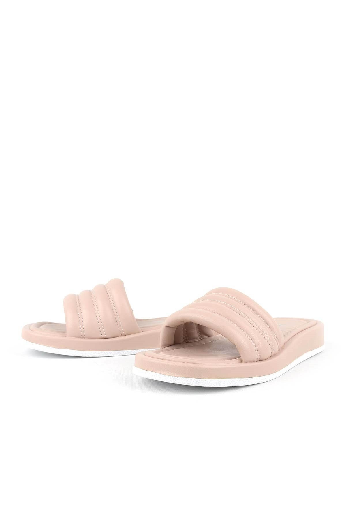 Pudra Pembe Tek Bant Şişme Kadın Terlik - Görsel 4
