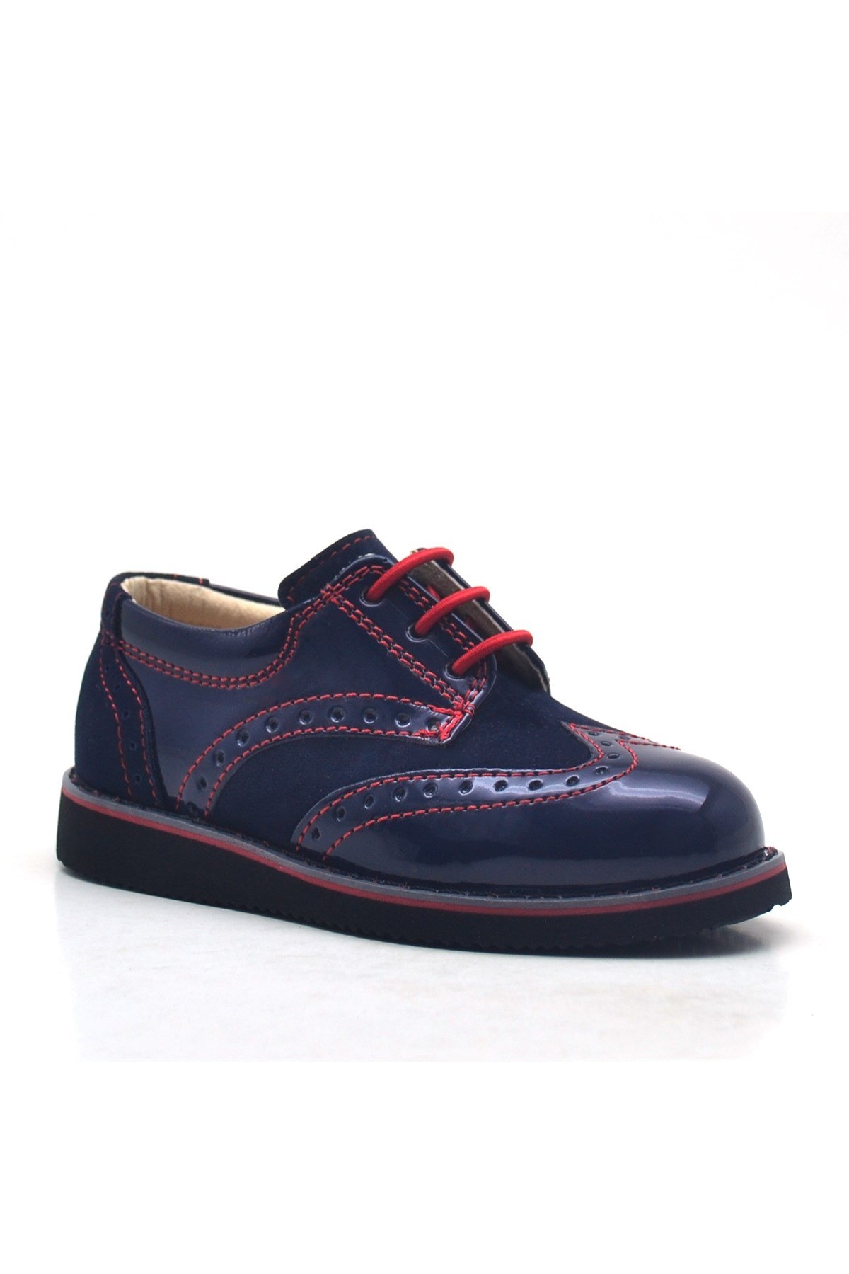 Hidra Lacivert Kırmızı Rugan Klasik Erkek Bebek Ayakkabı - Görsel 2