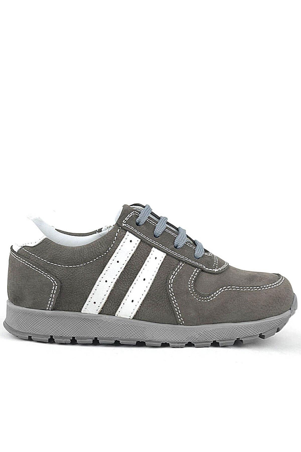 Deri Gri Fermuarlı Spor Ayakkabı Sneaker - Görsel 3