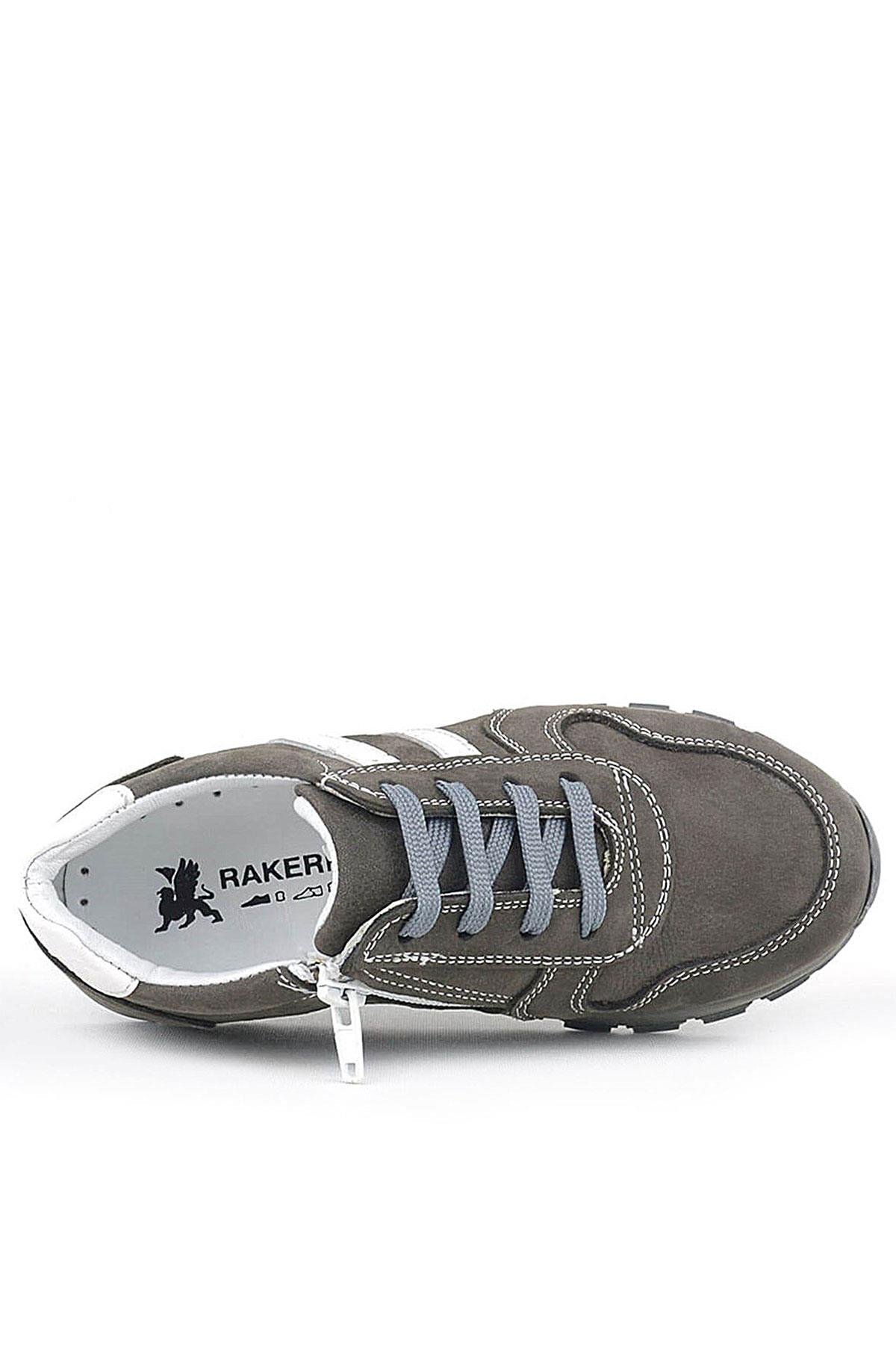 Deri Gri Fermuarlı Spor Ayakkabı Sneaker - Görsel 4