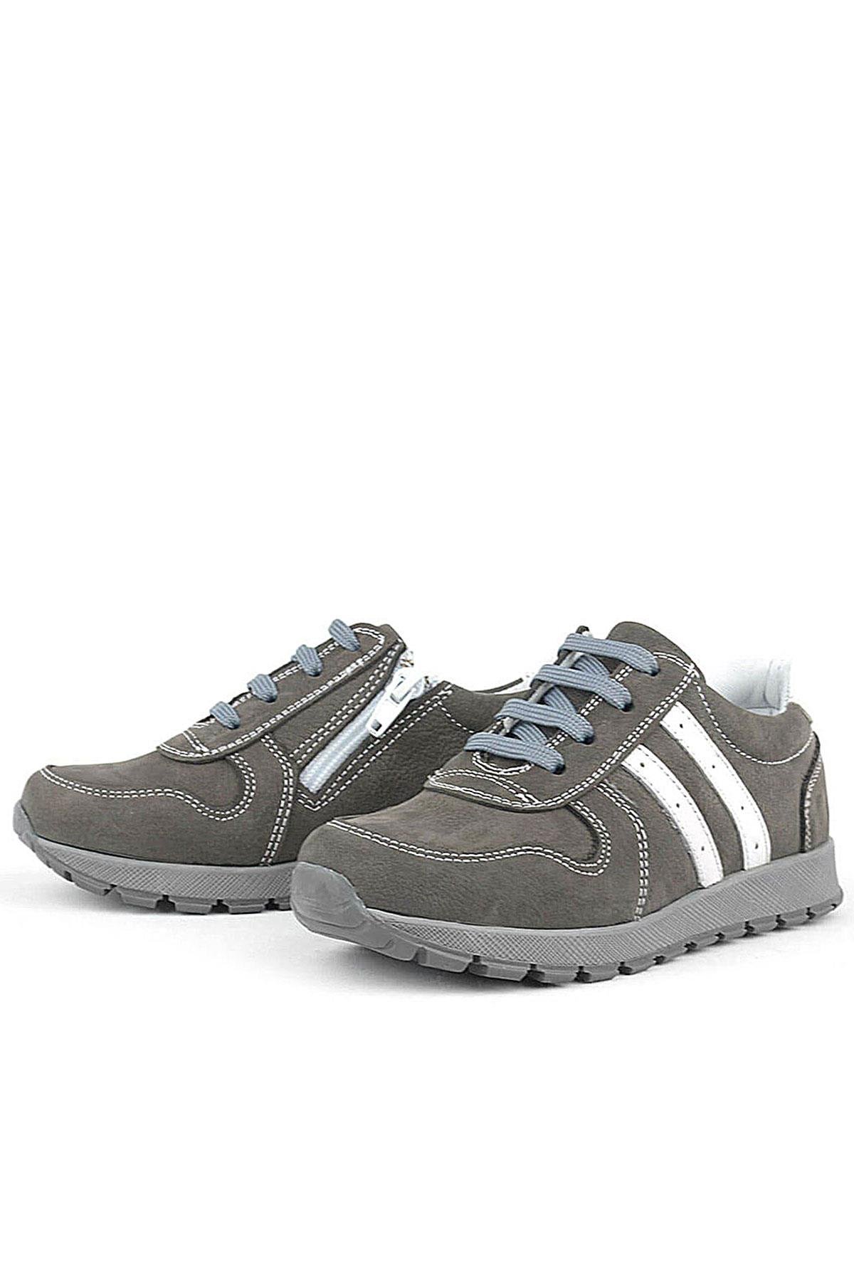 Deri Gri Fermuarlı Spor Ayakkabı Sneaker - Görsel 5