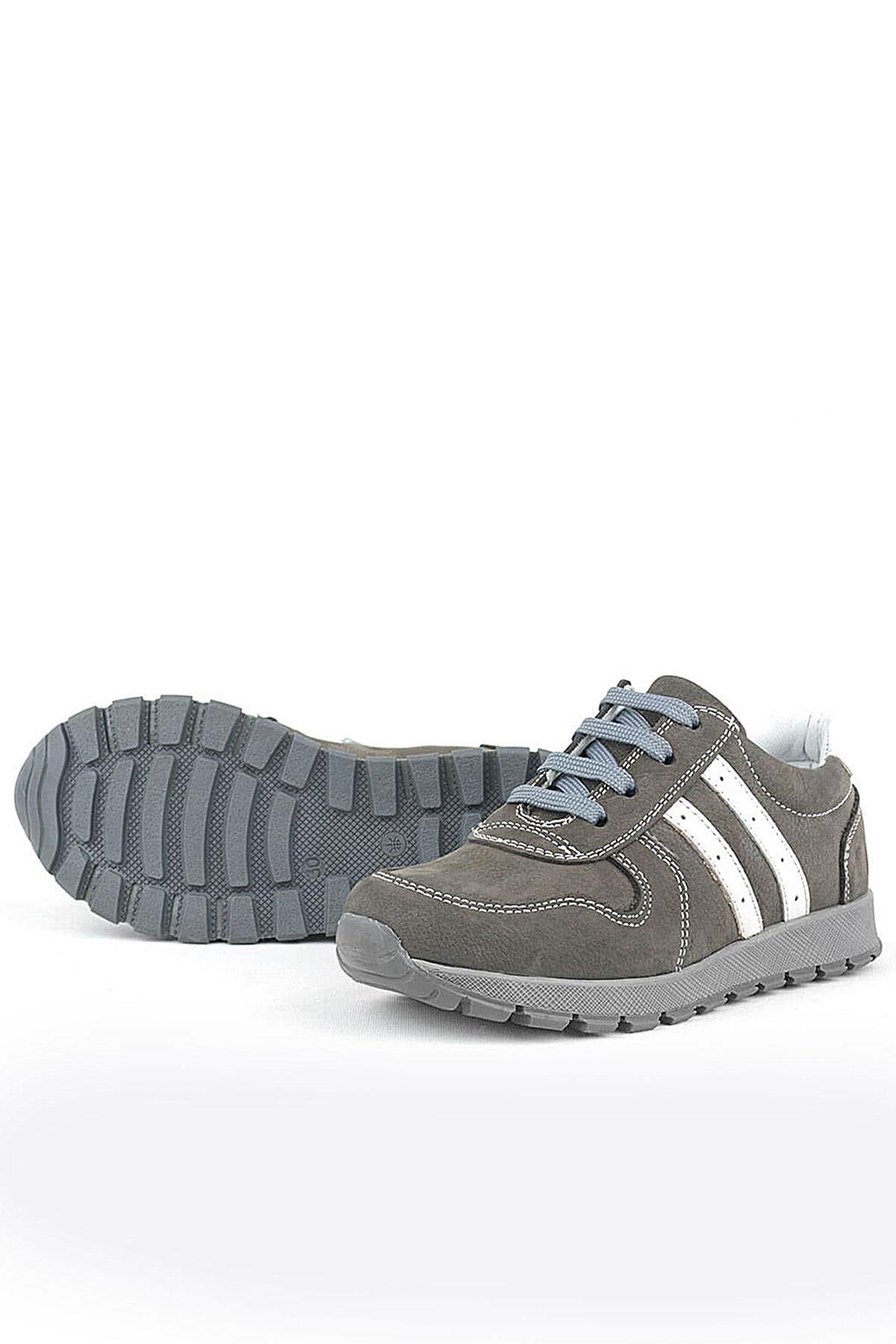 Deri Gri Fermuarlı Spor Ayakkabı Sneaker - Görsel 6