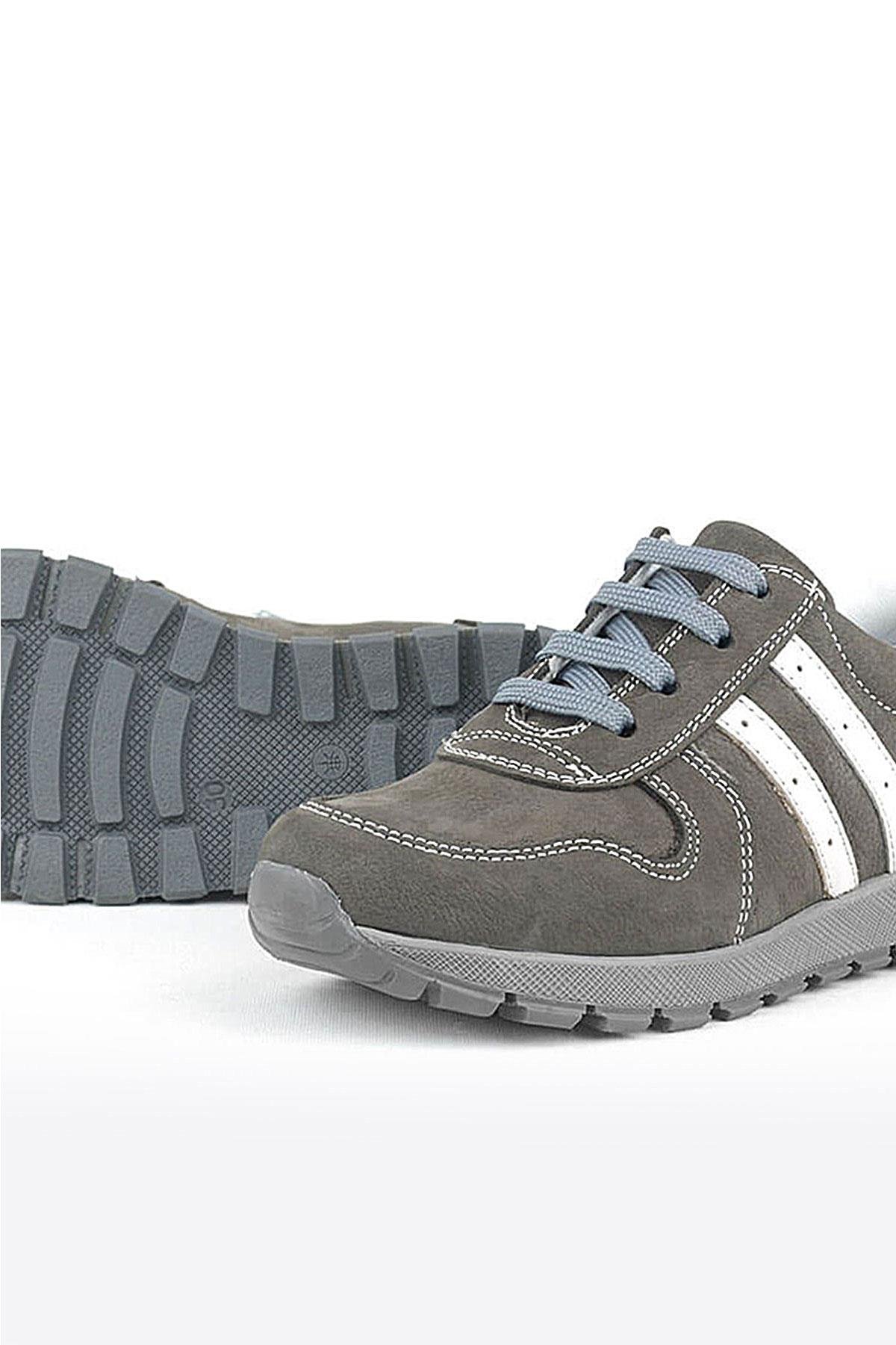 Deri Gri Fermuarlı Spor Ayakkabı Sneaker - Görsel 7