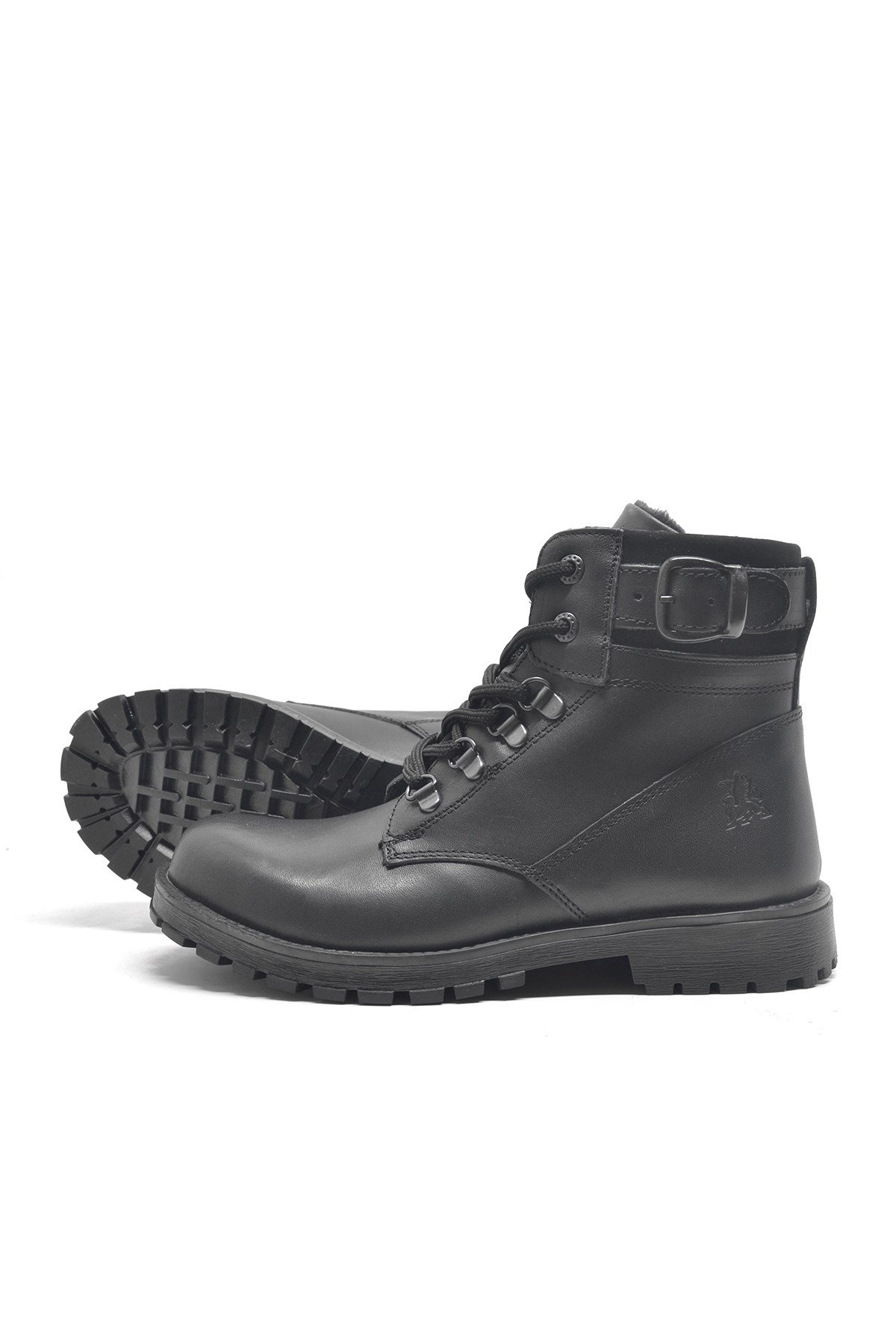 Hakiki Deri Siyah Fermuarlı Bağcıklı Kürklü Bot - Görsel 5