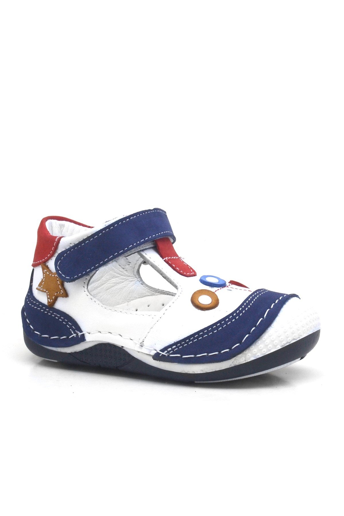Lacivert Hakiki Deri Cırtlı Erkek Bebek Ayakkabı Patik - Görsel 2