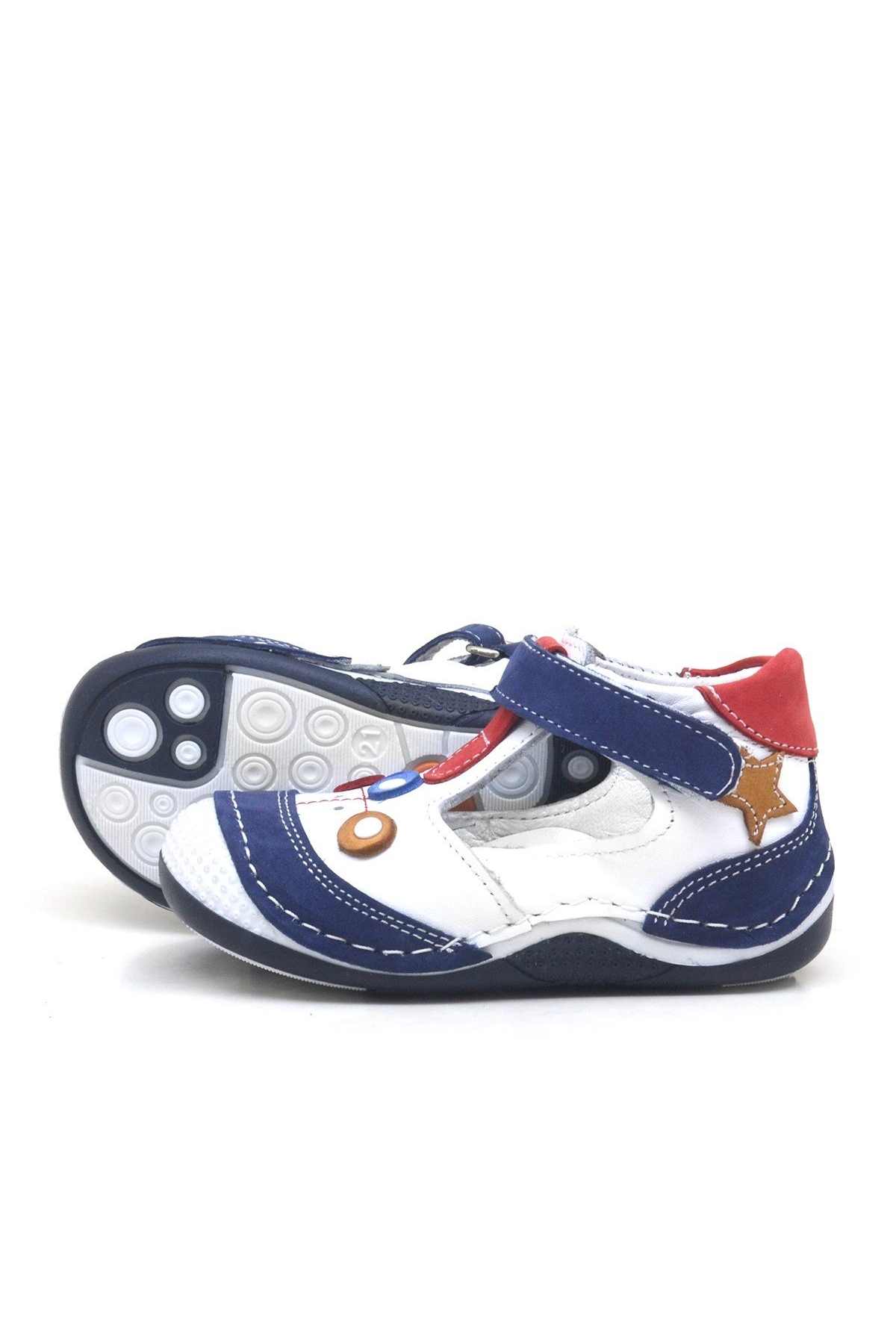 Lacivert Hakiki Deri Cırtlı Erkek Bebek Ayakkabı Patik - Görsel 5