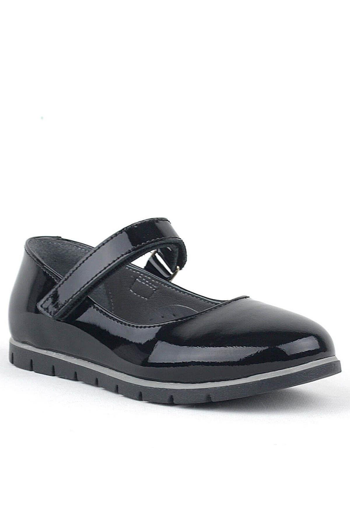 Hakiki Deri Siyah Rugan Kız Çocuk Babet - Görsel 2