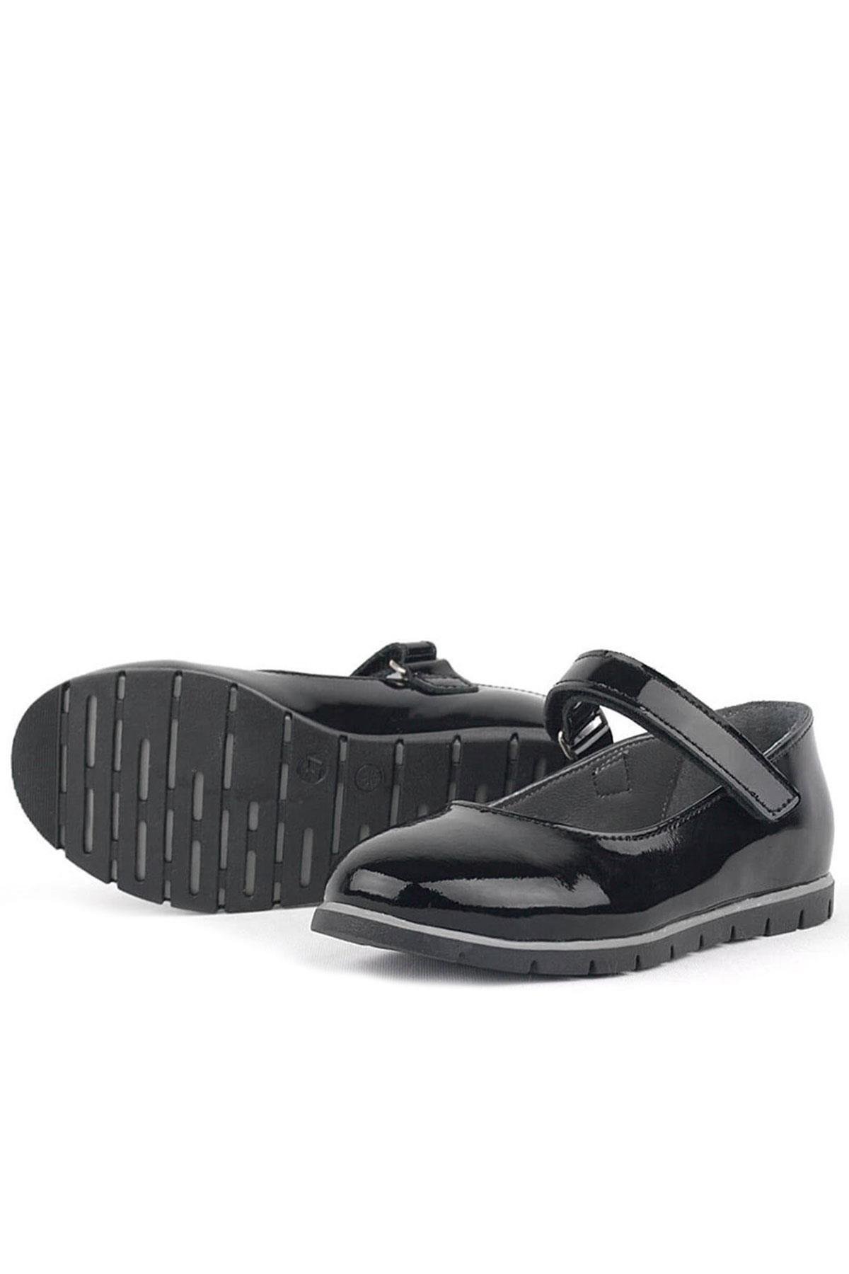 Hakiki Deri Siyah Rugan Kız Çocuk Babet - Görsel 5