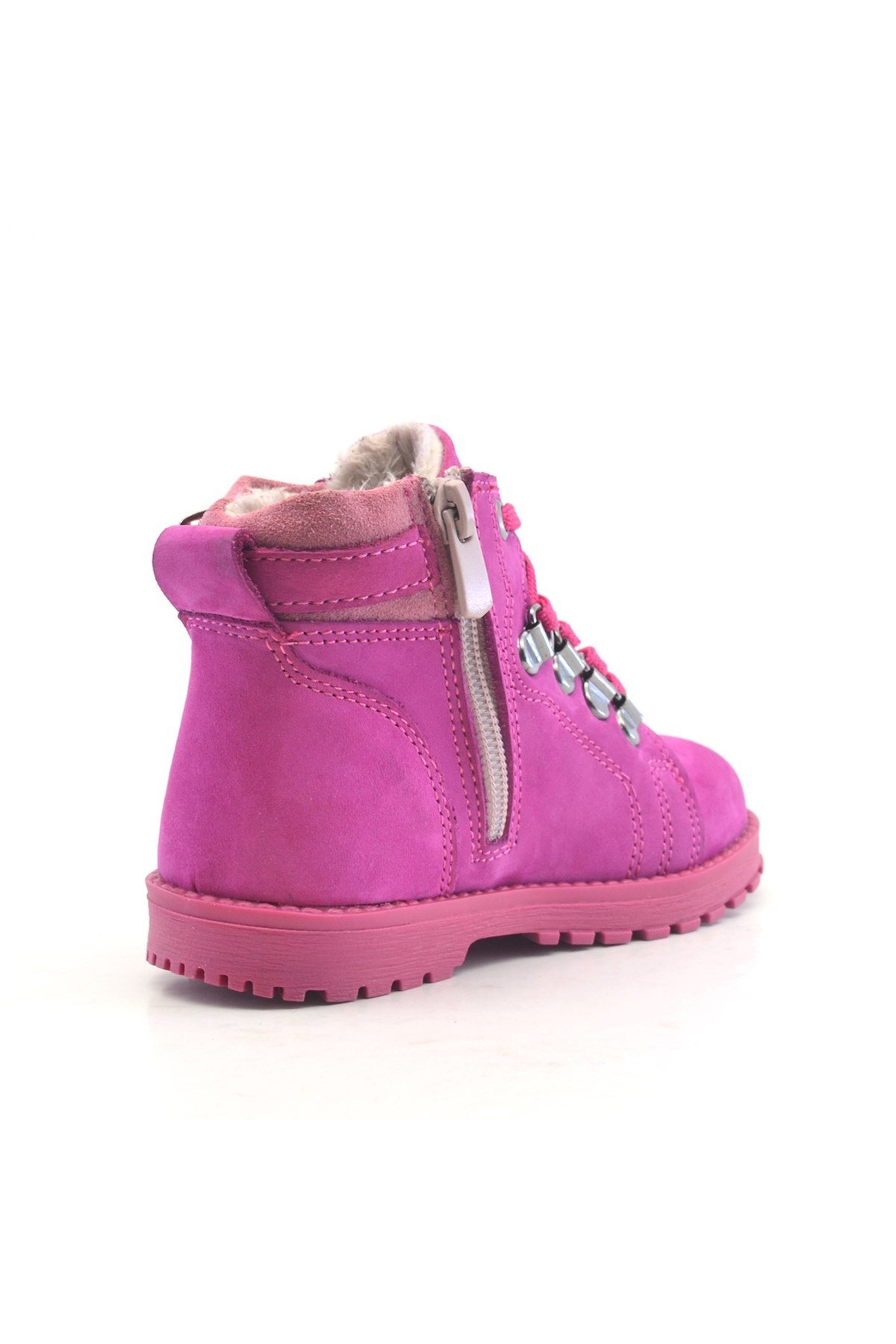Griffon Hakiki Deri Pembe Fermuarlı Kışlık Kız Bebek Bot - Görsel 4