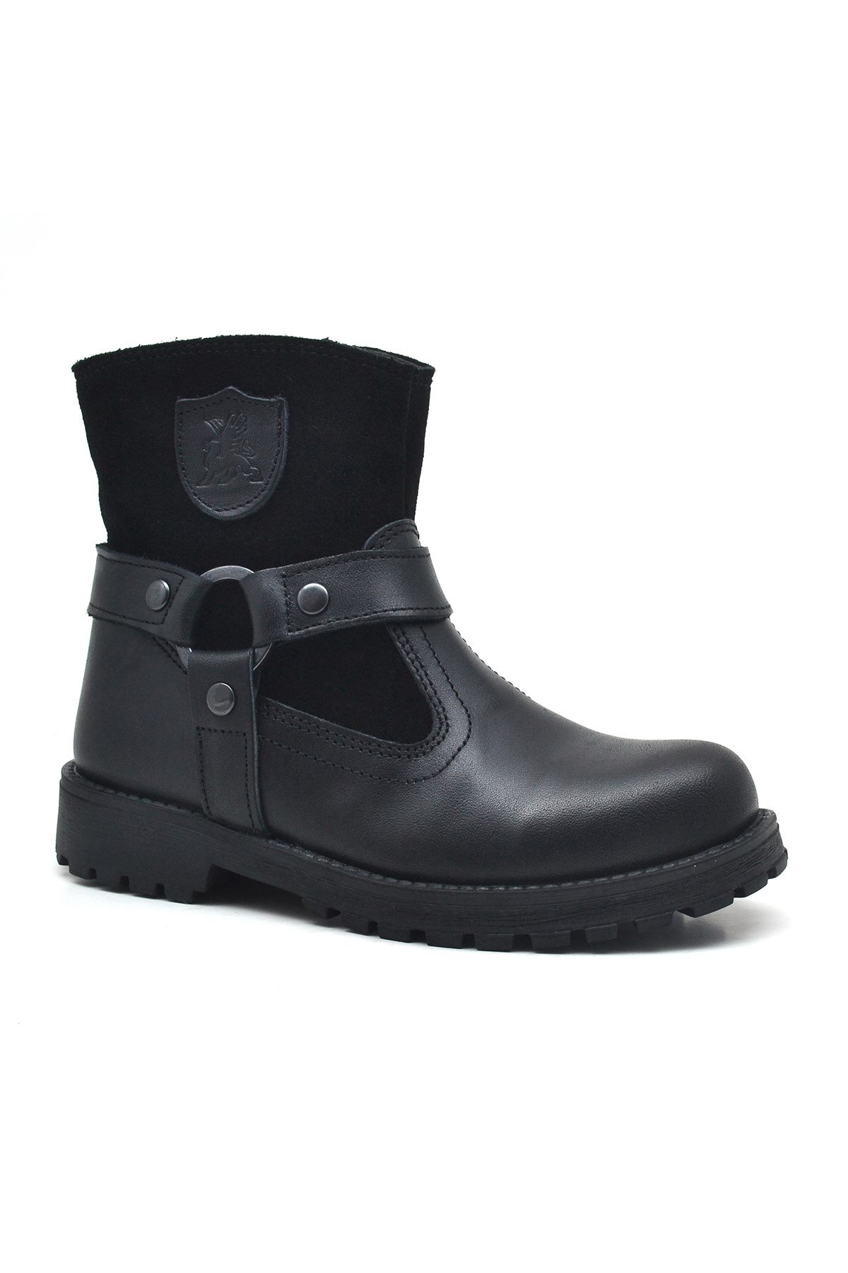 Garuda Hakiki Deri Siyah Fermuarlı Çocuk Bot - Görsel 2