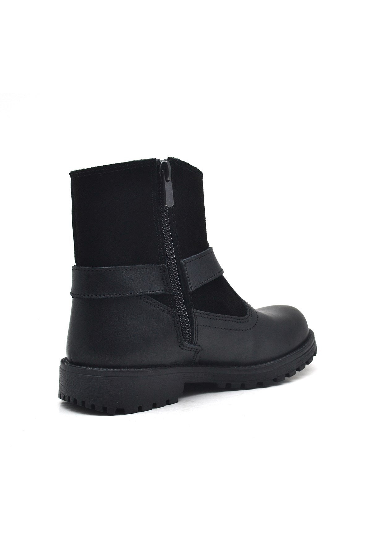 Garuda Hakiki Deri Siyah Fermuarlı Çocuk Bot - Görsel 4