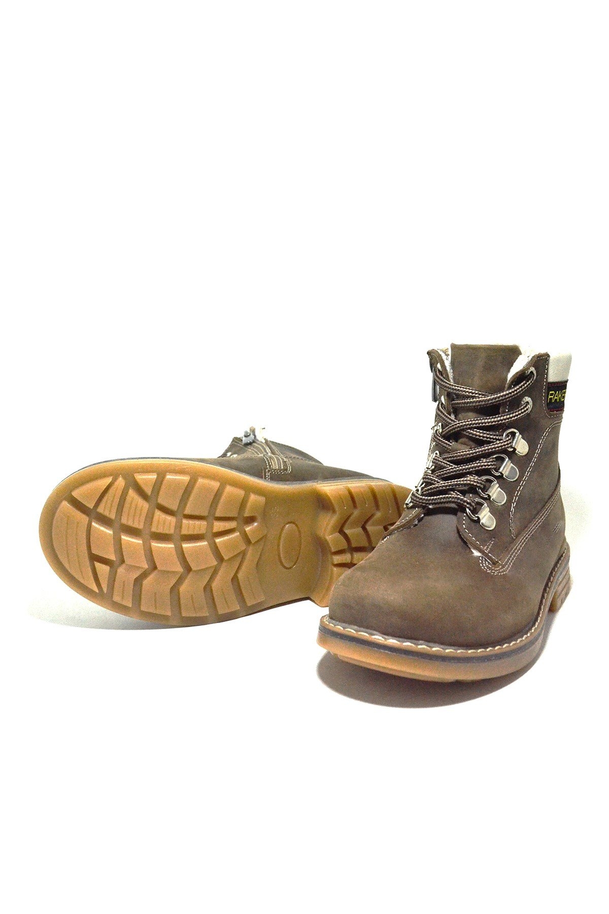 Hakiki Deri Kum Rengi Fermuarlı Kışlık Çocuk Bot - Görsel 6