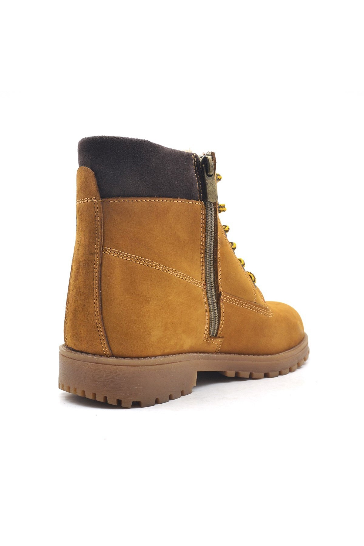 Neson Hakiki Deri Rahat Sarı Fermuarlı Unisex Çocuk Bot - Görsel 4