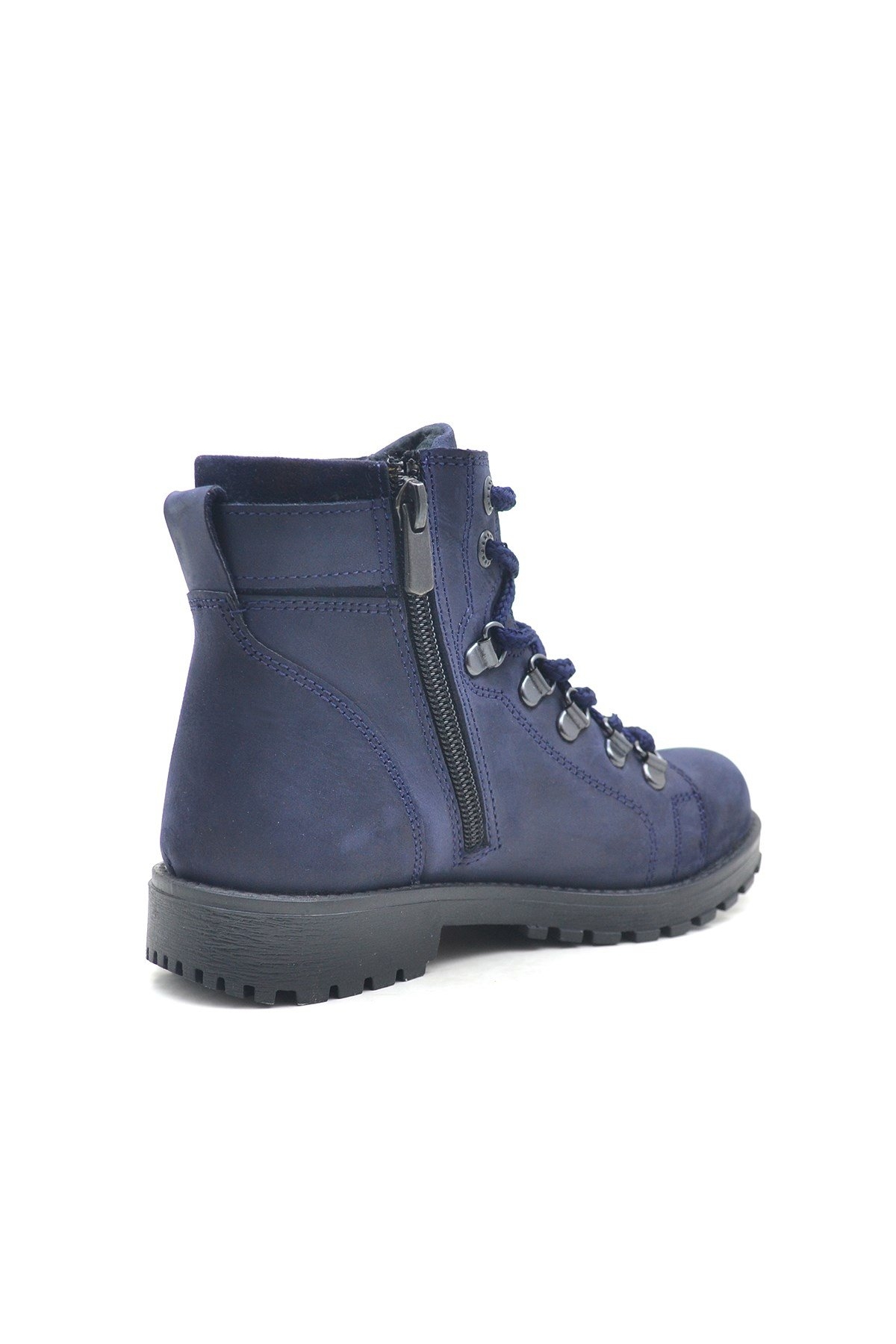 Griffon Hakiki Deri Lacivert Fermuarlı Çocuk Botu - Görsel 4