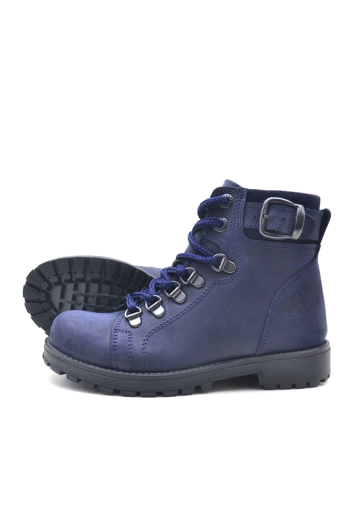 Griffon Hakiki Deri Lacivert Fermuarlı Çocuk Botu - Görsel 6