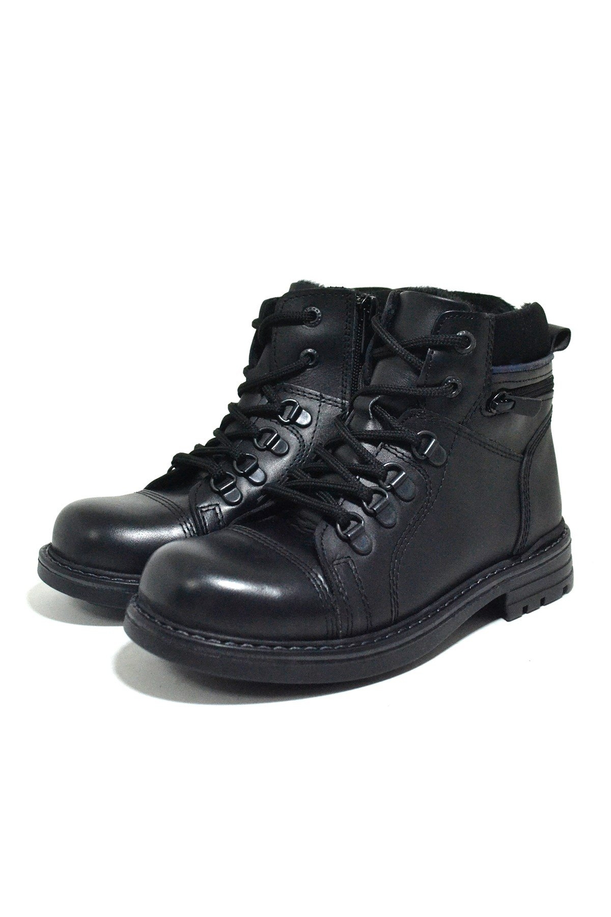 Minotor Hakiki Deri Kürklü Fermuarlı Çocuk Bot - Görsel 5