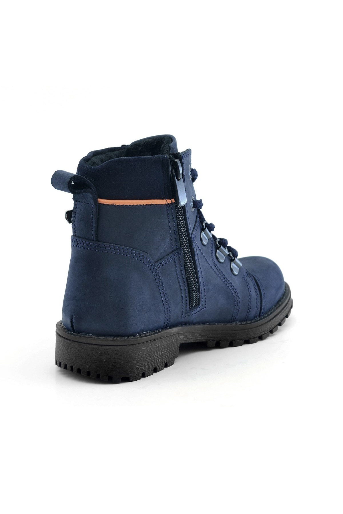 Minotor Hakiki Deri Lacivert Fermuarlı Çocuk Bot - Görsel 4