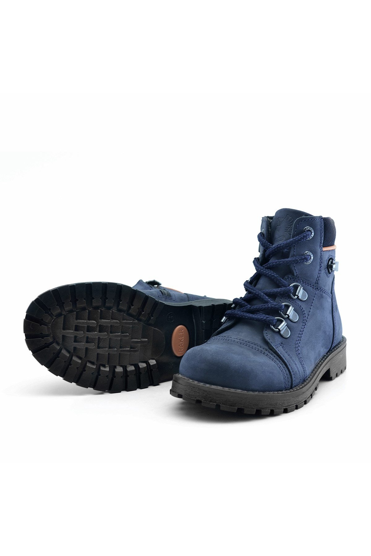 Minotor Hakiki Deri Lacivert Fermuarlı Çocuk Bot - Görsel 6