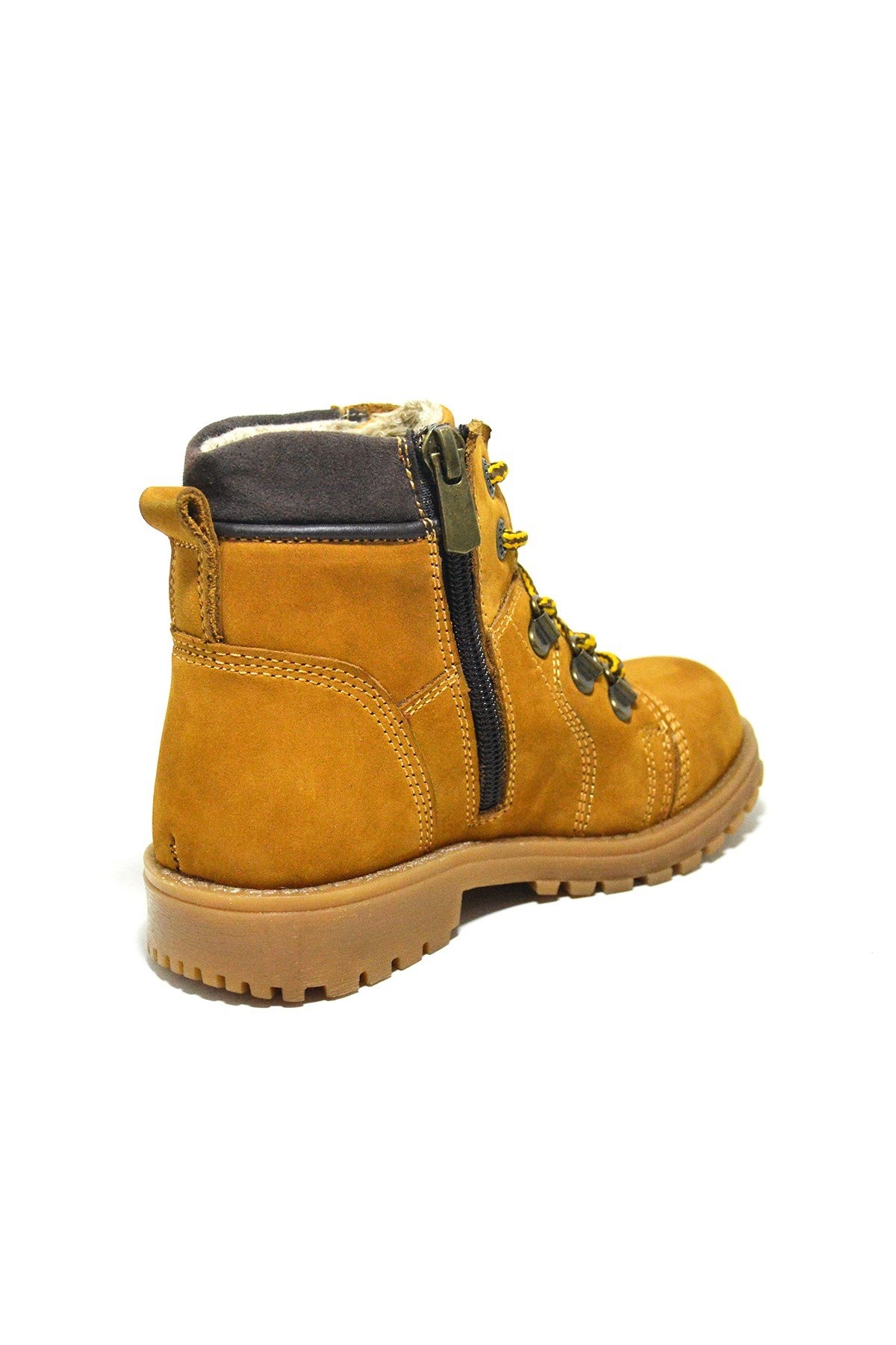 Minotor Hakiki Deri Sarı Fermuarlı Çocuk Bot - Görsel 4