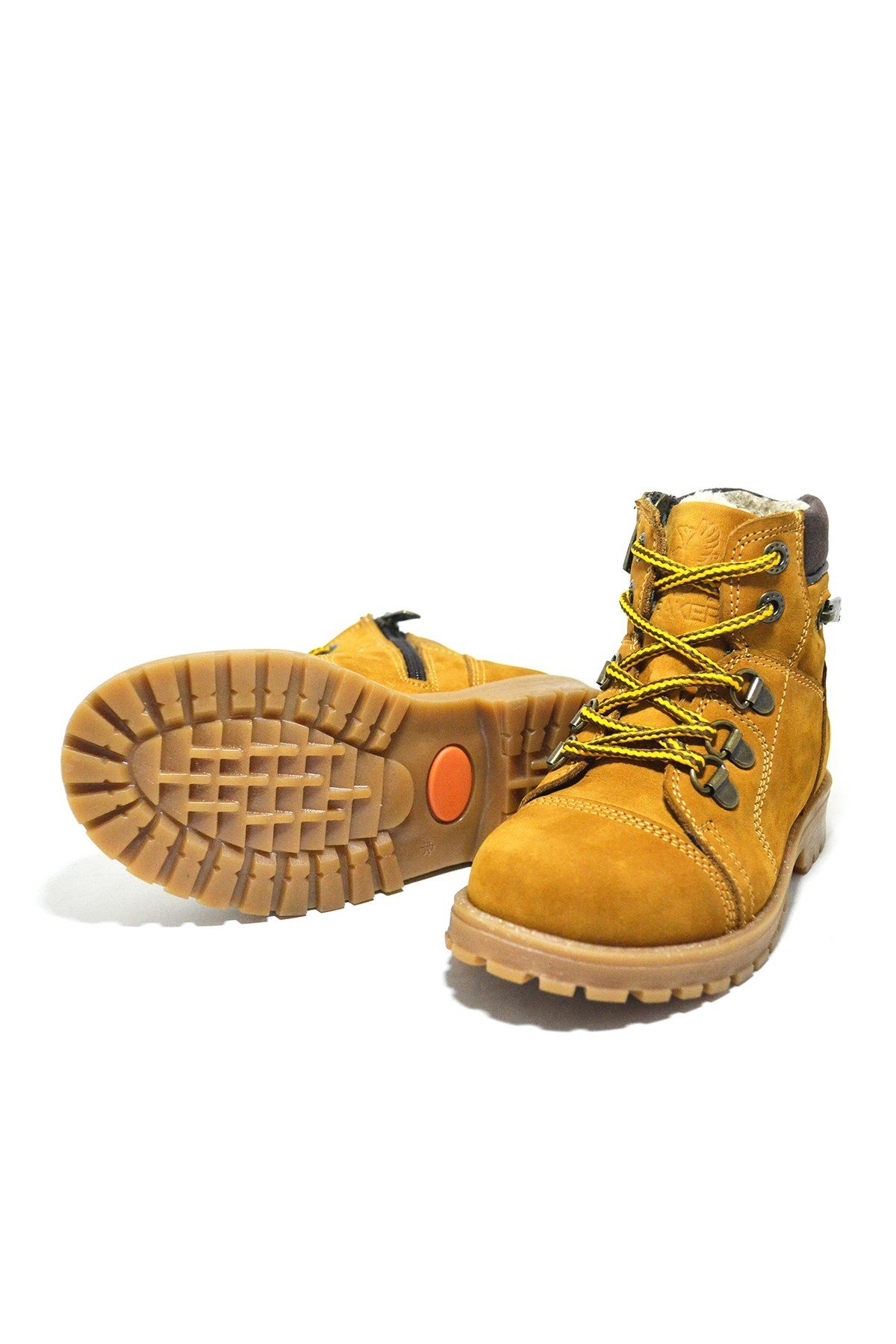 Minotor Hakiki Deri Sarı Fermuarlı Çocuk Bot - Görsel 6