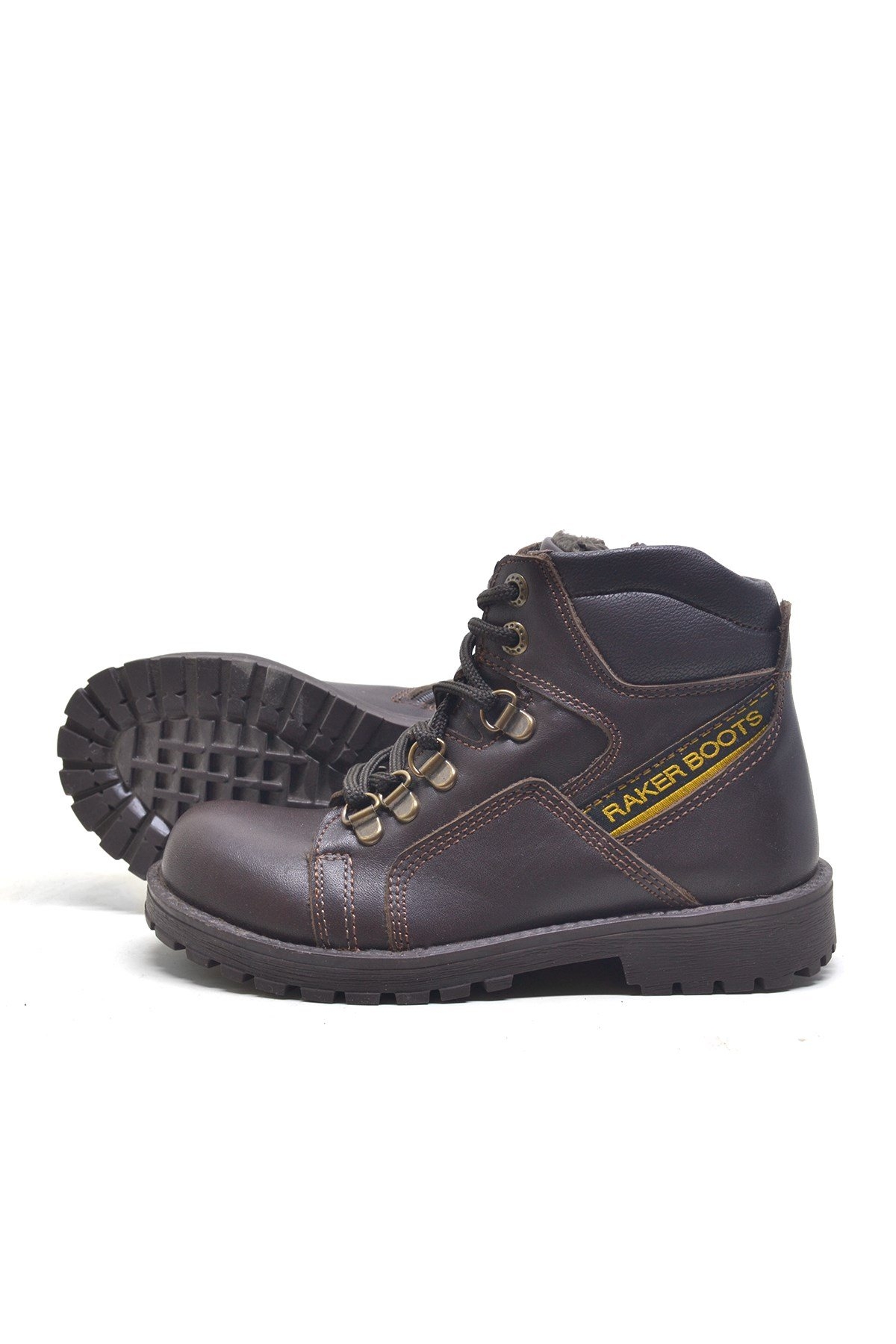 Hakiki Deri Kahverengi Fermuarlı Kürklü Çocuk Bot - Görsel 5