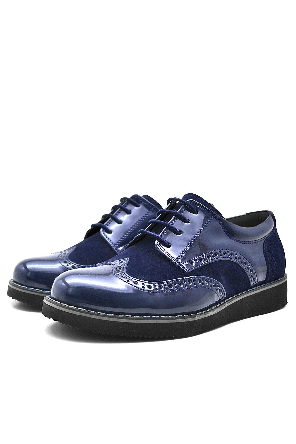 Hidra Lacivert Rugan Bağcıklı Erkek Çocuk Klasik Ayakkabı - Görsel 4