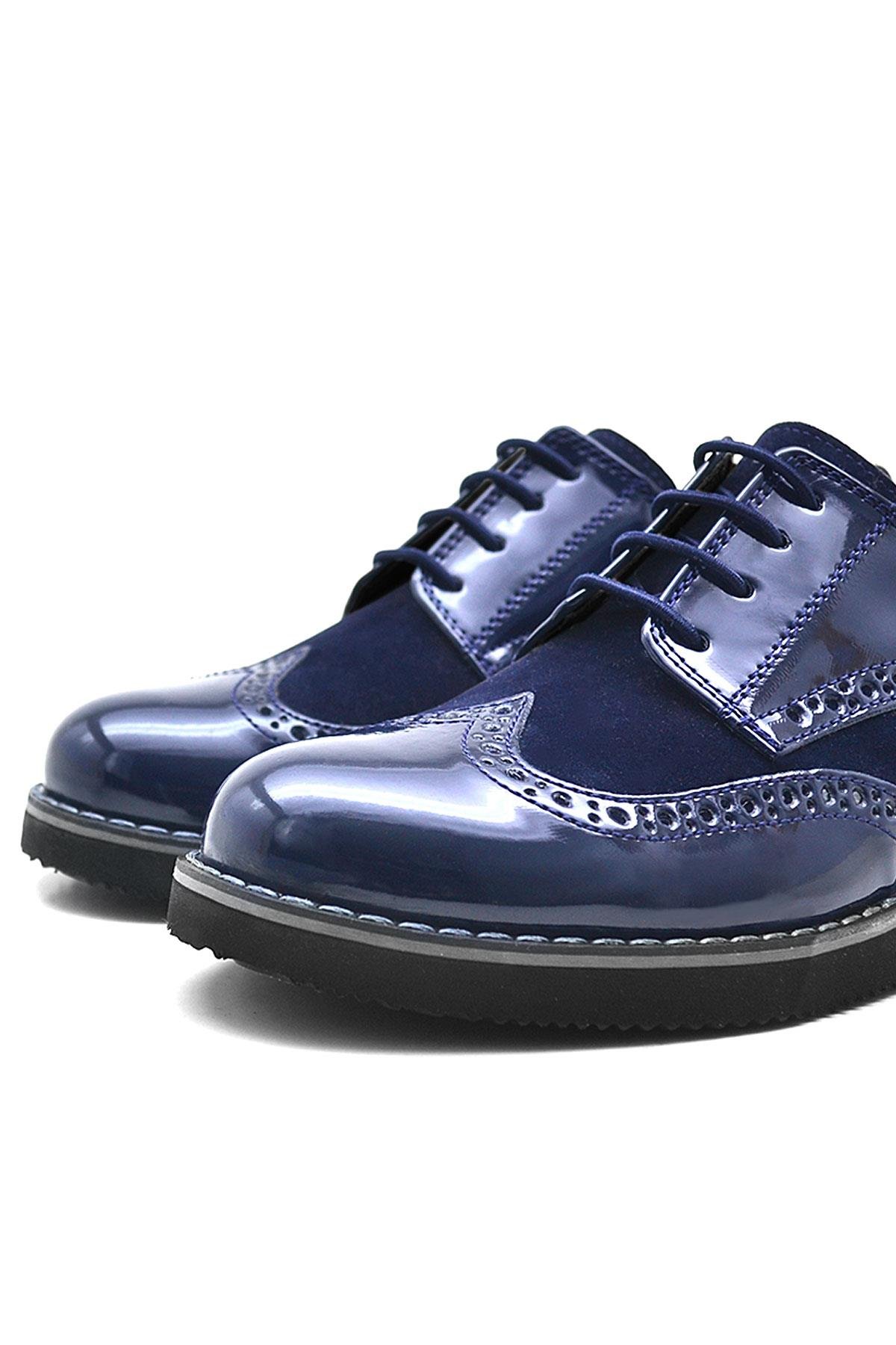 Hidra Lacivert Rugan Bağcıklı Erkek Çocuk Klasik Ayakkabı - Görsel 7