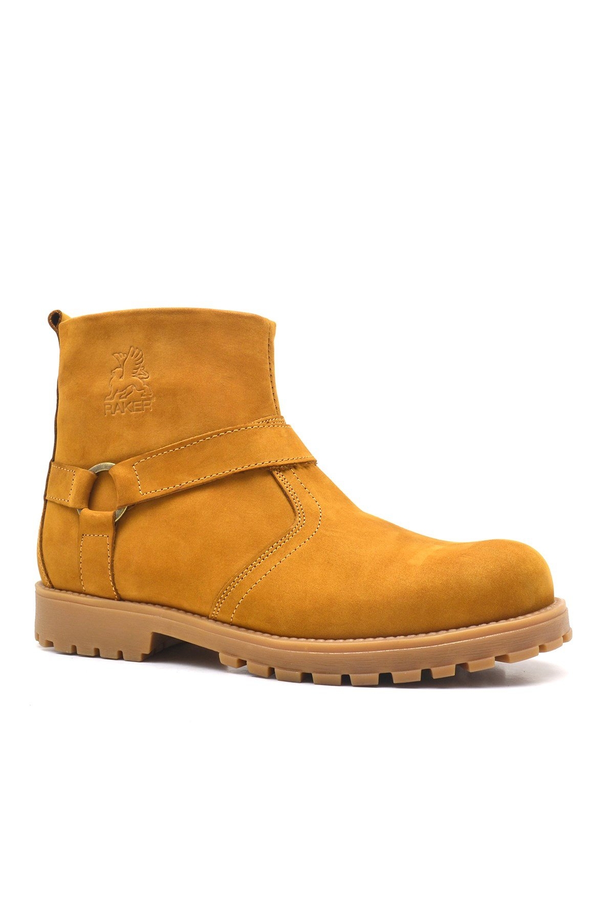 Chiron Hakiki Deri Sarı Fermuarlı Kışlık Bot - Görsel 2