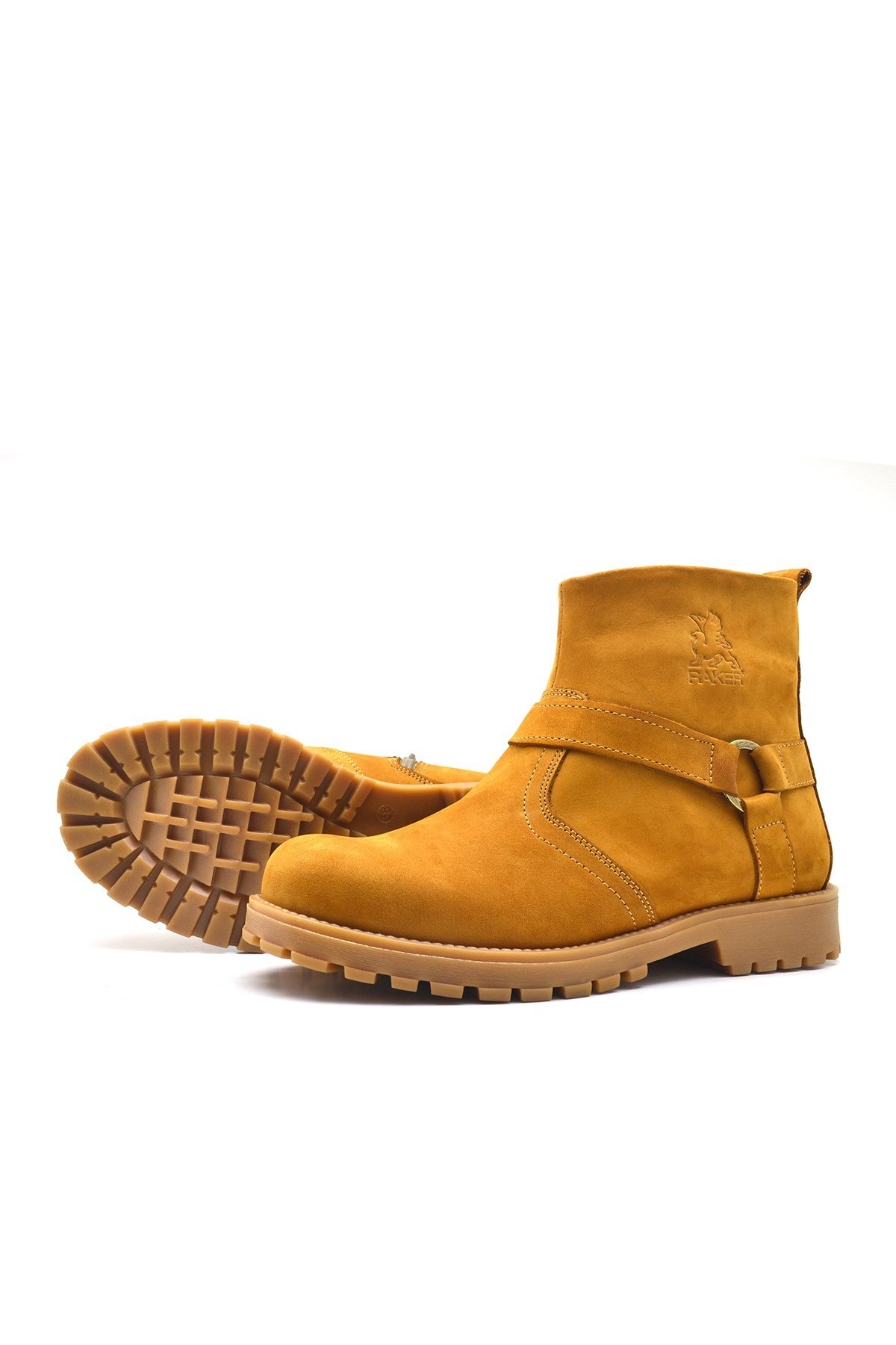 Chiron Hakiki Deri Sarı Fermuarlı Kışlık Bot - Görsel 6