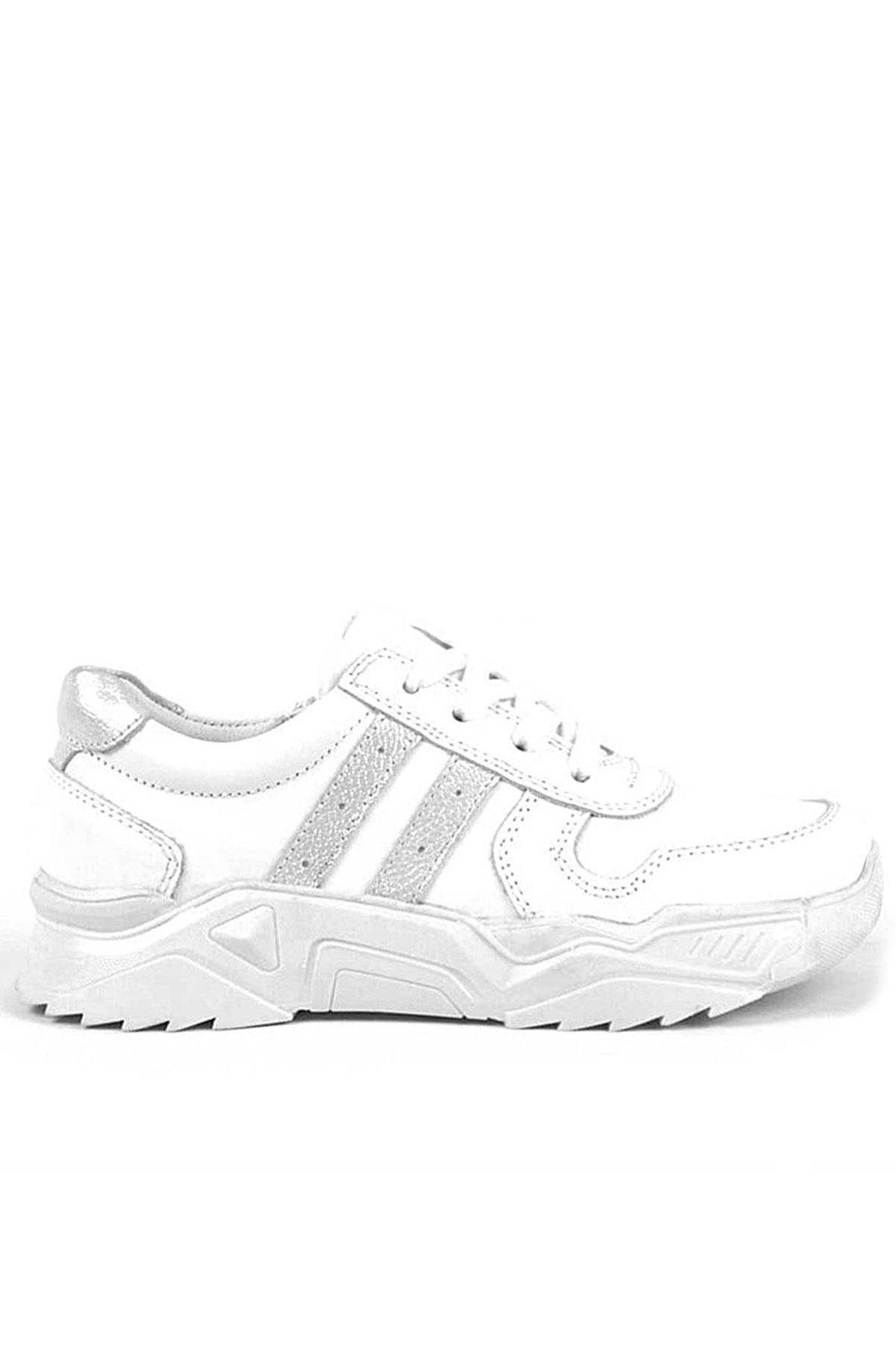 Hakiki Deri Kız Çocuk Sneakers Ayakkabı - Görsel 3