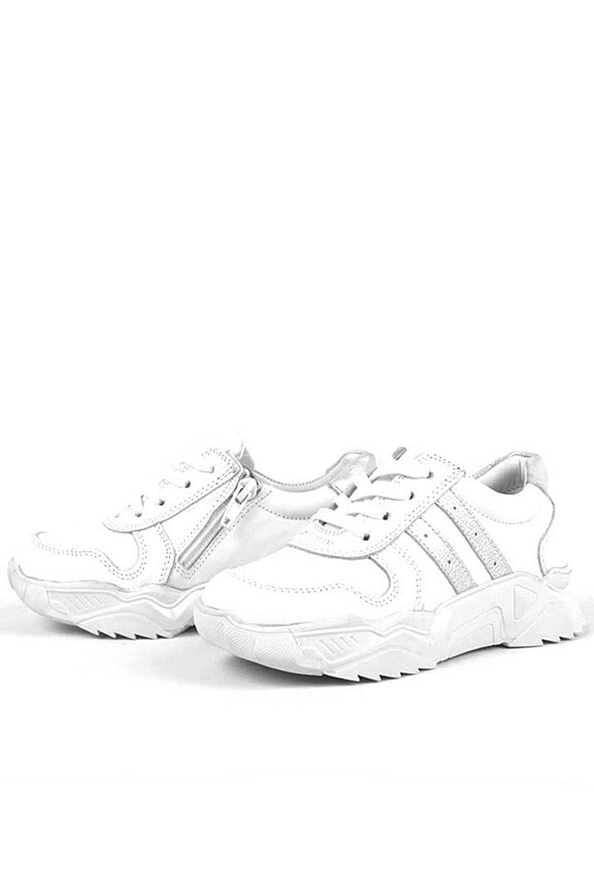 Hakiki Deri Kız Çocuk Sneakers Ayakkabı - Görsel 4