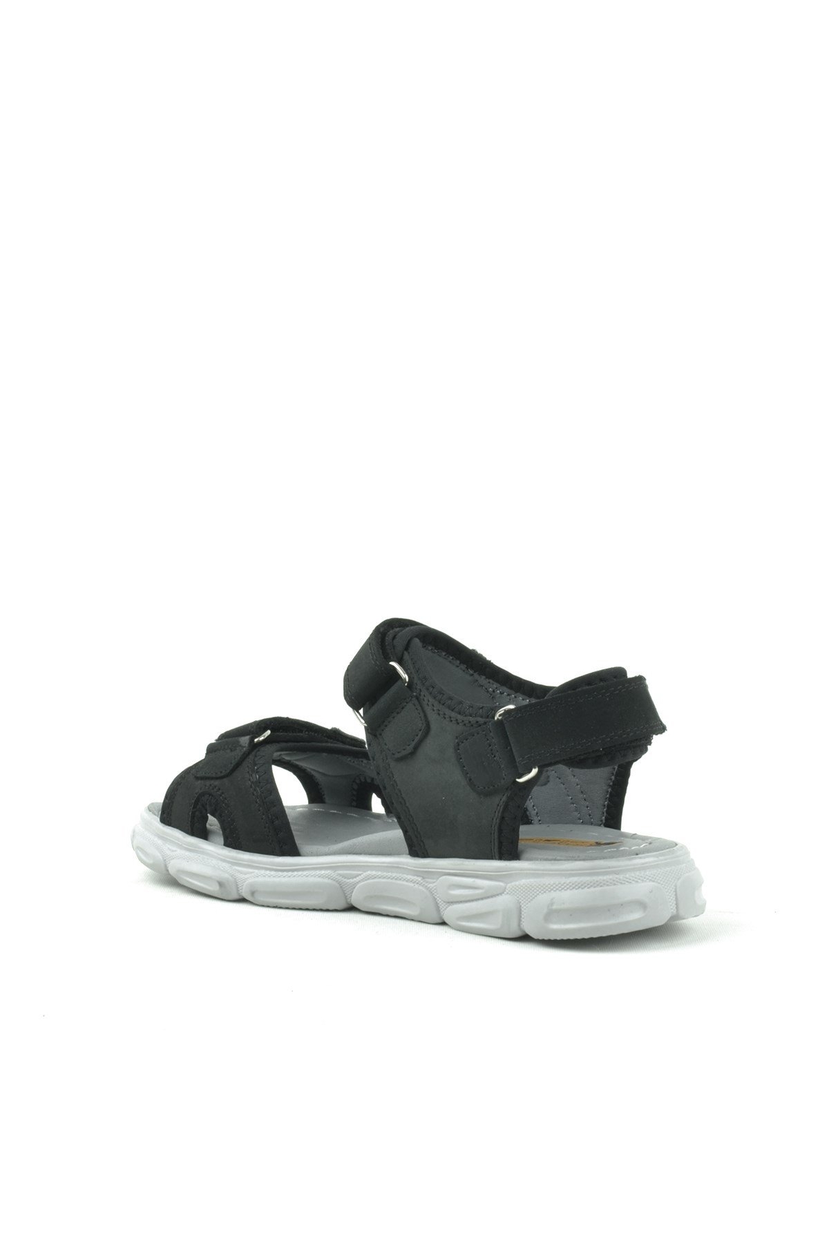 Flint Hakiki Deri Siyah Çocuk Sandalet - Görsel 4