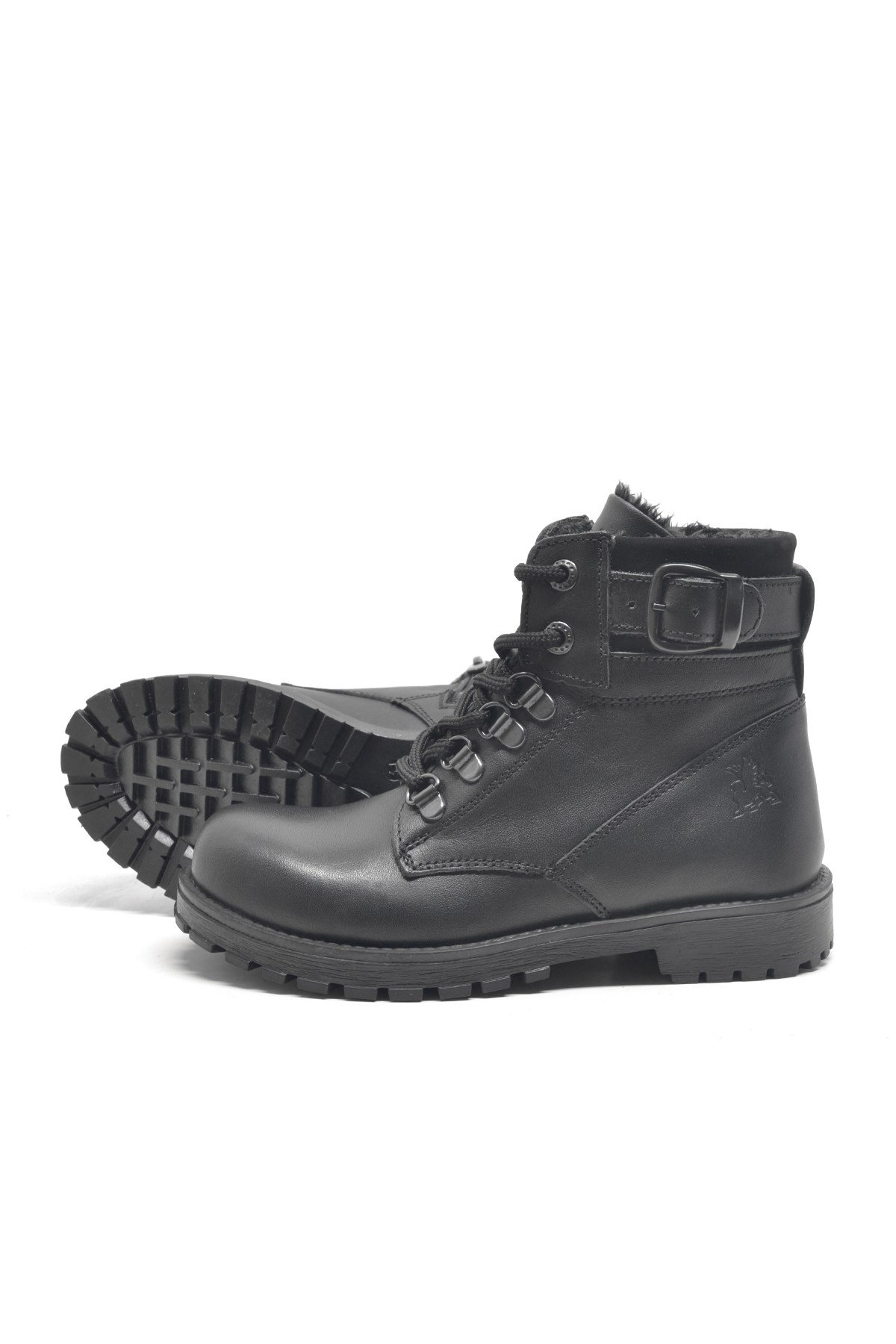 Hakiki Deri Siyah Fermuarlı Kürklü Çocuk Bot - Görsel 6