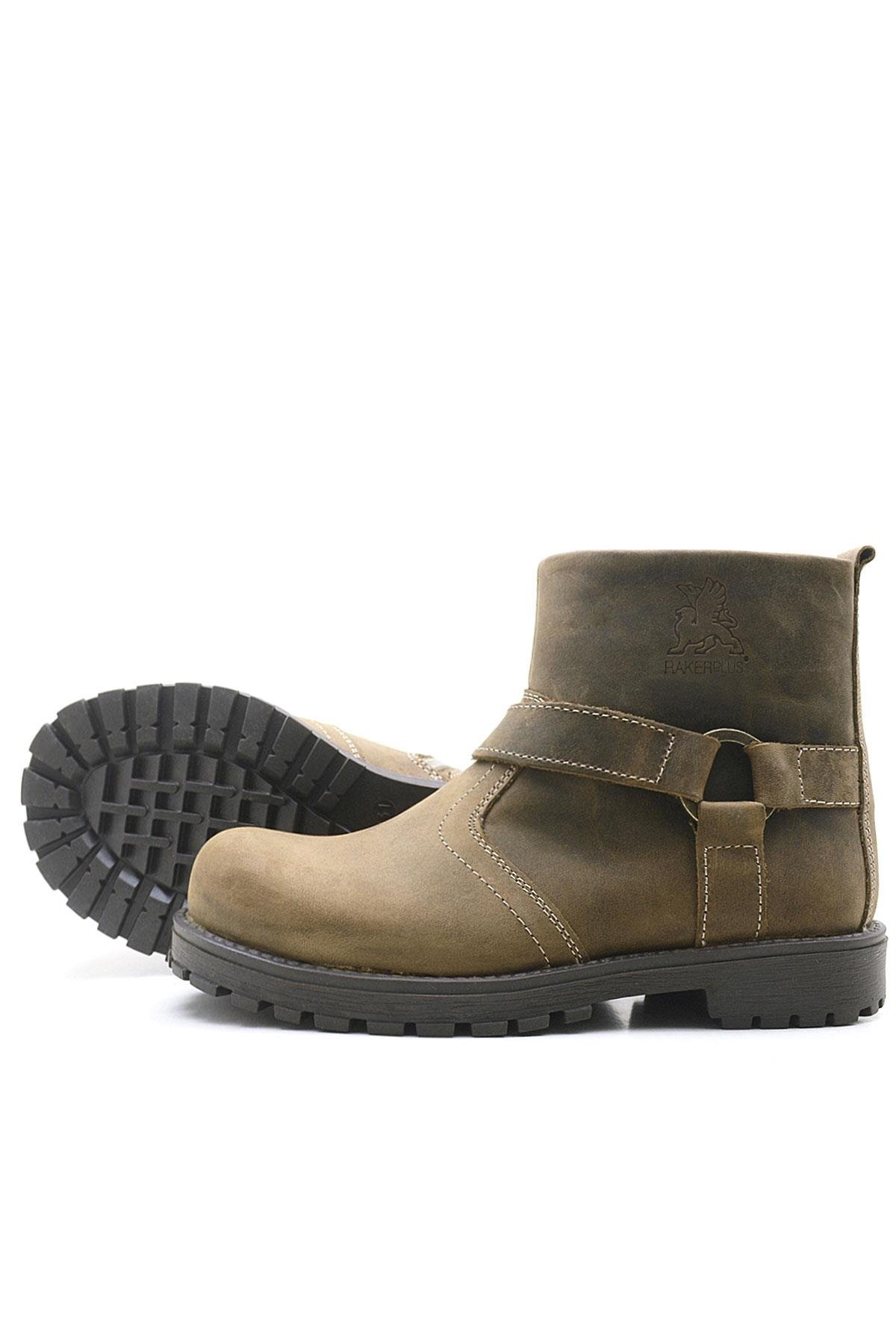 Chiron Hakiki Deri Kum Rengi Fermuarlı Çocuk Çizme - Görsel 6