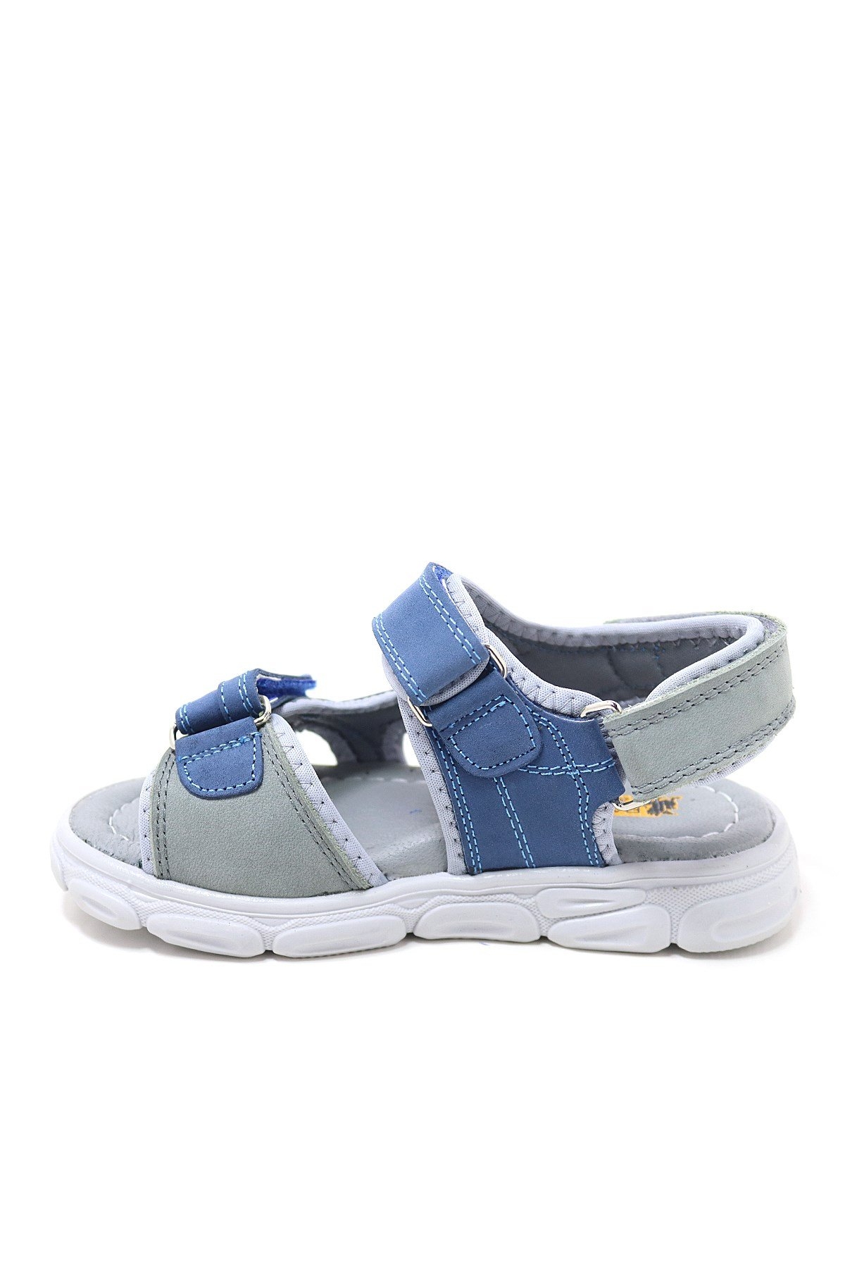 Wisps Hakiki Deri Gri Mavi Çocuk Sandalet - Görsel 4