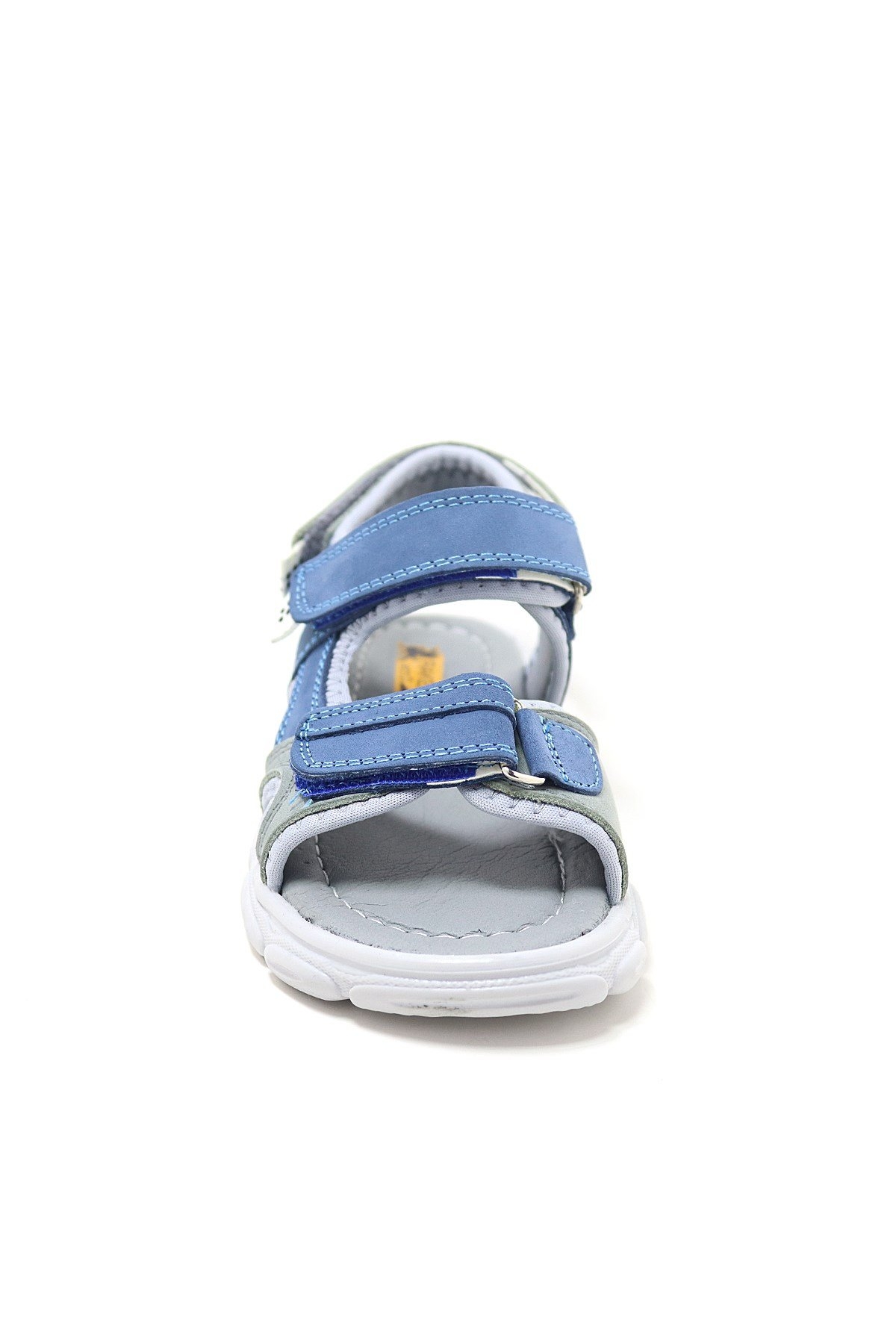 Wisps Hakiki Deri Gri Mavi Çocuk Sandalet - Görsel 5