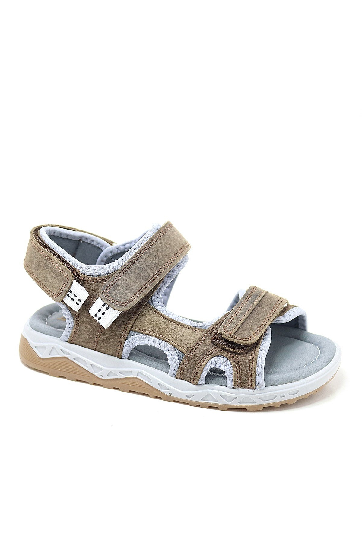 Hakiki Deri Kahverengi Konfor Tabanlı Cırtlı Çocuk Sandalet - Görsel 2