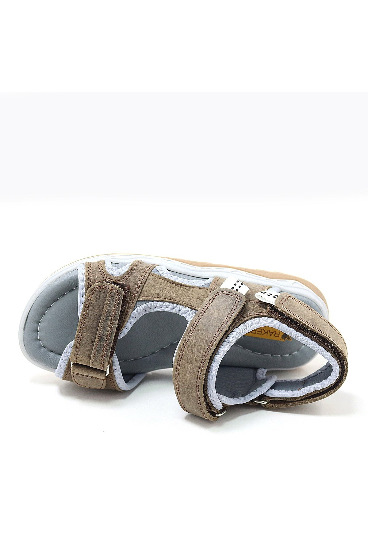 Hakiki Deri Kahverengi Konfor Tabanlı Cırtlı Çocuk Sandalet - Görsel 7