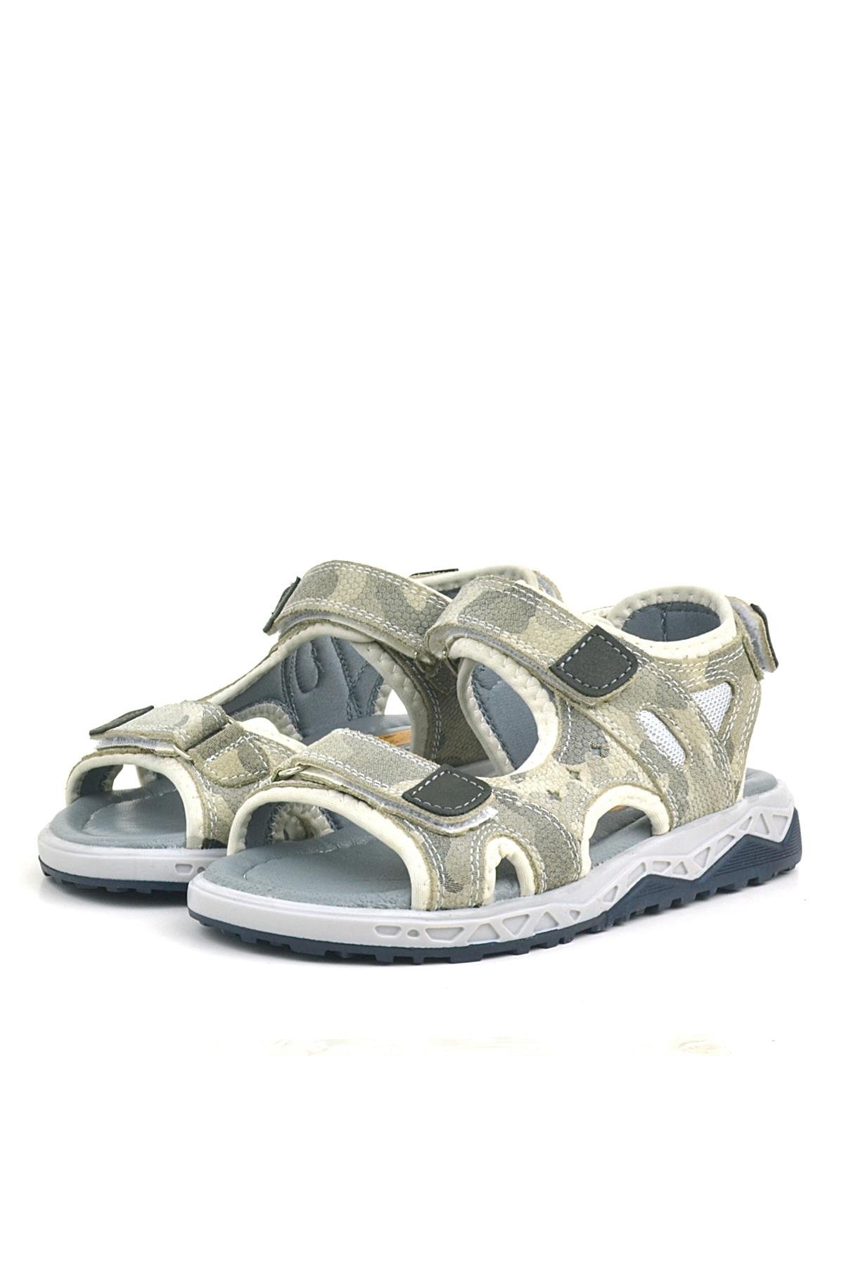 Hakiki Deri Bej Konfor Tabanlı Cırtlı Çocuk Sandalet - Görsel 4