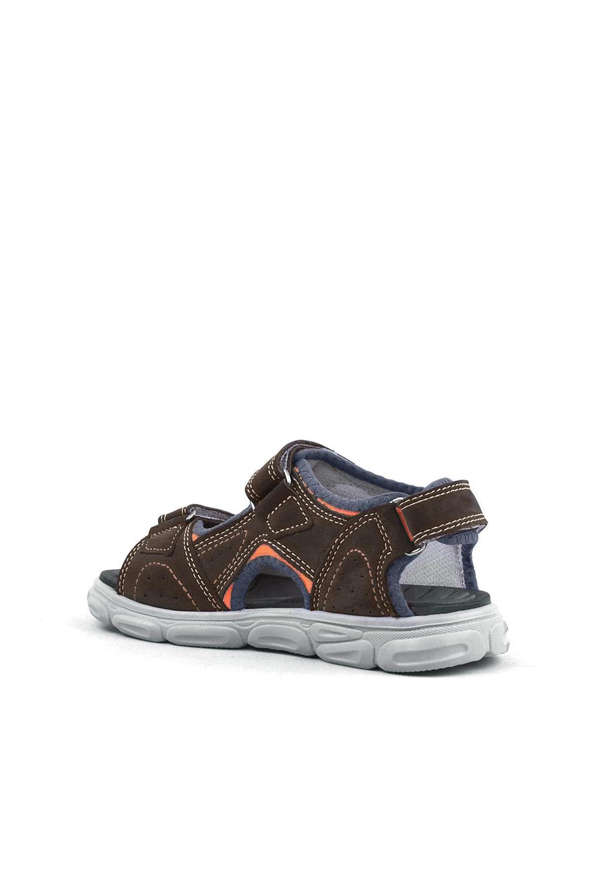 Hakiki Deri Kahverengi Cırtlı Çocuk Sandalet Ayakkabı - Görsel 4