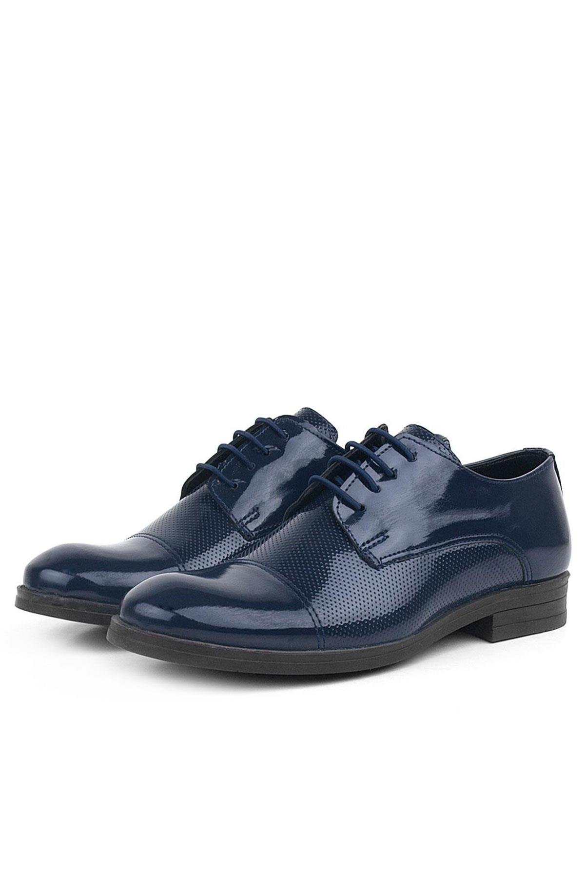 Lacivert Rugan Bağcıklı Çocuk Oxford Klasik Ayakkabı - Görsel 3