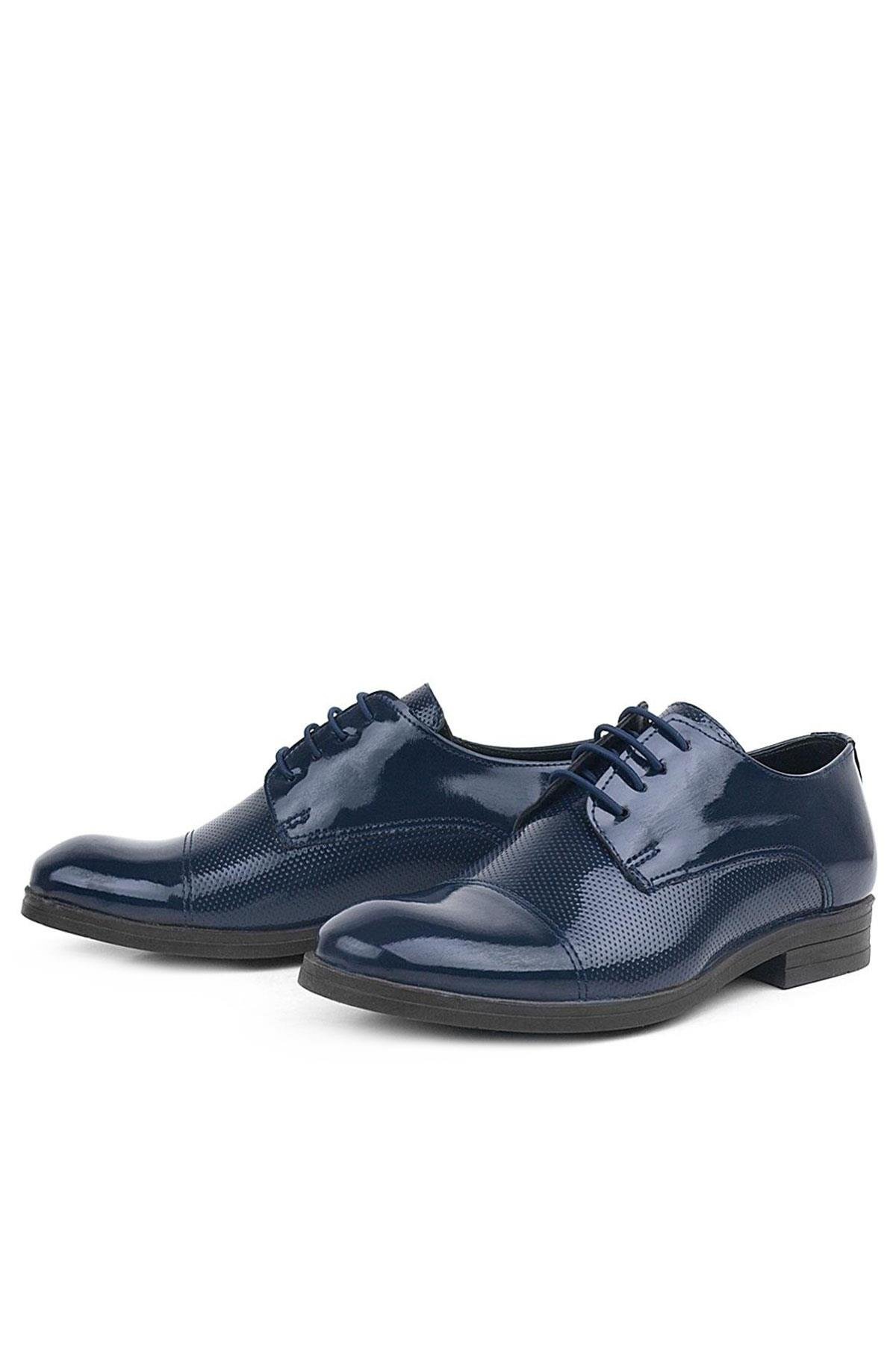 Lacivert Rugan Bağcıklı Çocuk Oxford Klasik Ayakkabı - Görsel 6