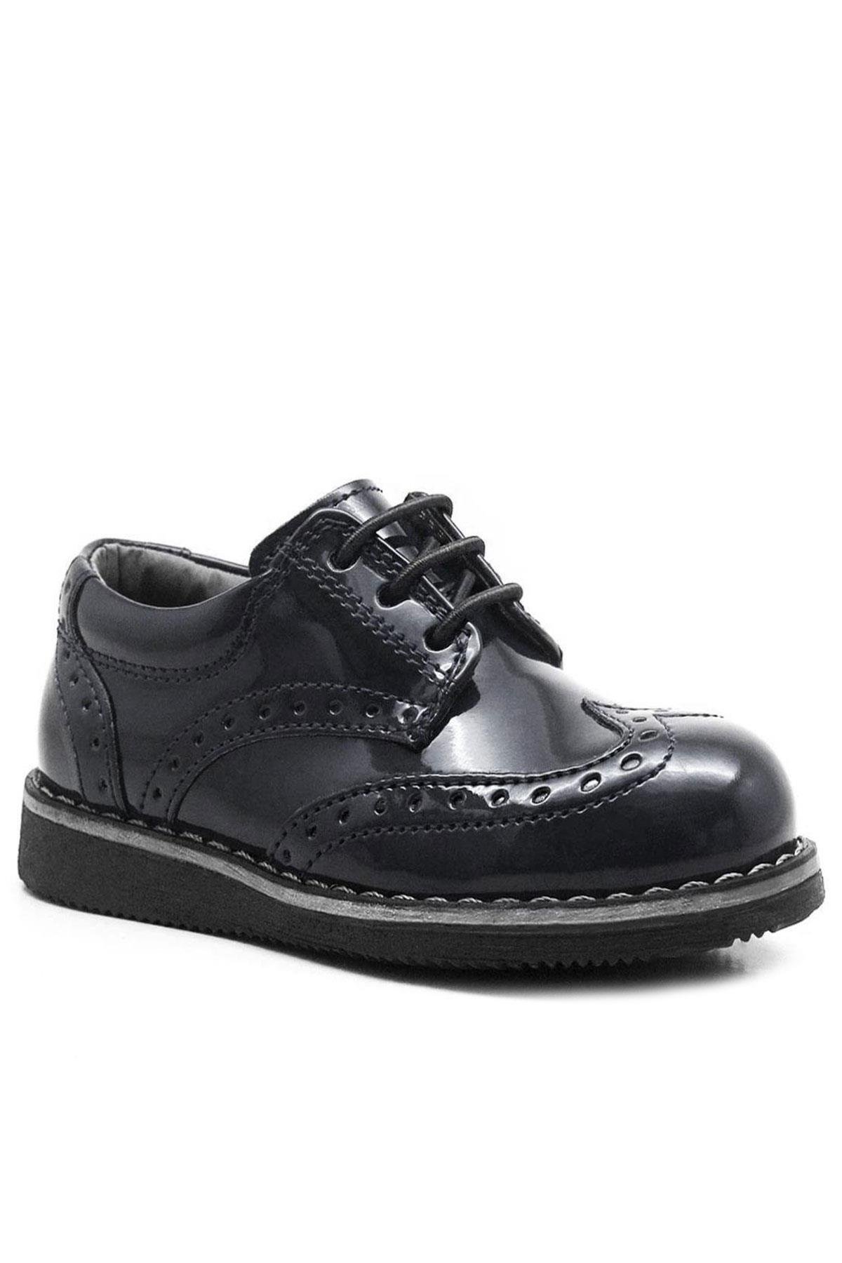 Hidra Siyah Rugan Lastik Bağcıklı Erkek Çocuk Klasik Ayakkabı - Görsel 3