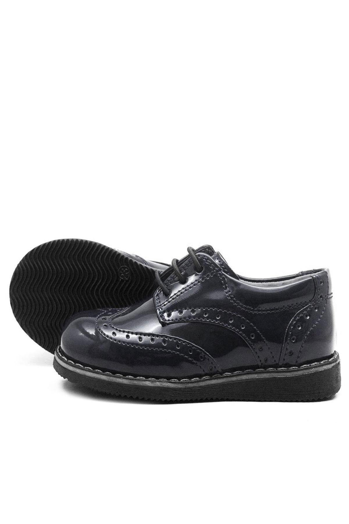 Hidra Siyah Rugan Lastik Bağcıklı Erkek Çocuk Klasik Ayakkabı - Görsel 6