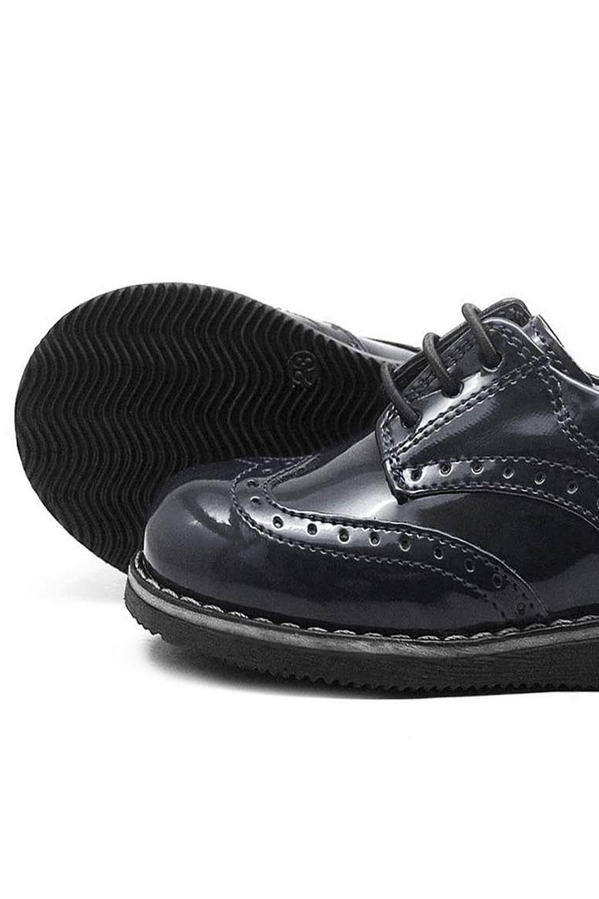 Hidra Siyah Rugan Lastik Bağcıklı Erkek Çocuk Klasik Ayakkabı - Görsel 7
