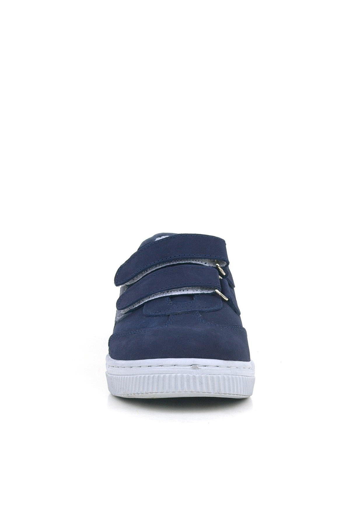 Hakiki Deri Lacivert Gri Cırtlı Çocuk Spor Ayakkabı - Görsel 4
