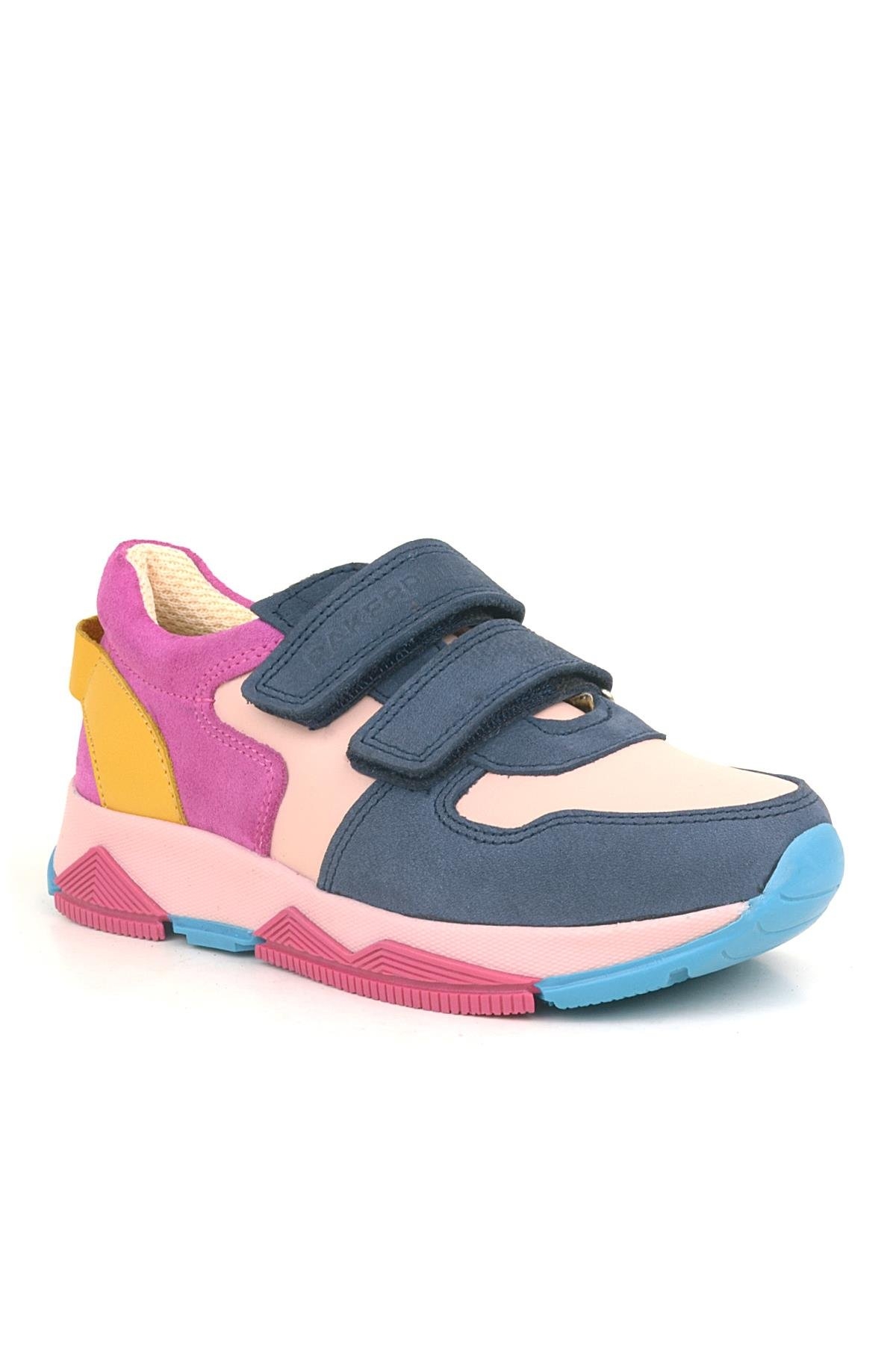 Hakiki Deri Lacivert Pembe Çocuk Sneakers Spor Ayakkabı - Görsel 2