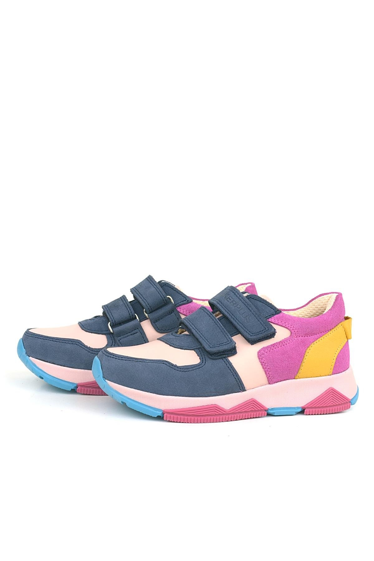 Hakiki Deri Lacivert Pembe Çocuk Sneakers Spor Ayakkabı - Görsel 6