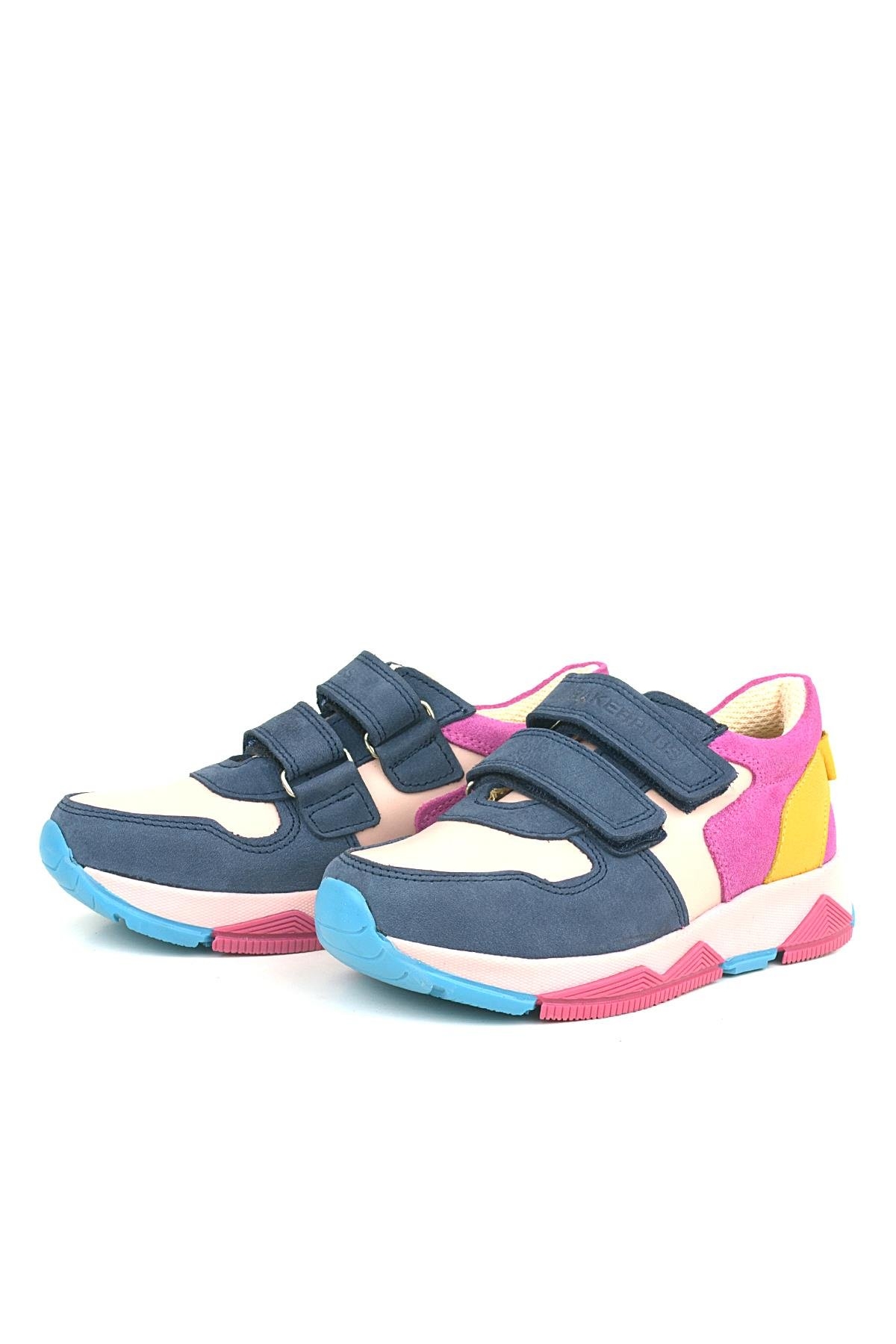 Hakiki Deri Lacivert Pembe Çocuk Sneakers Spor Ayakkabı - Görsel 7