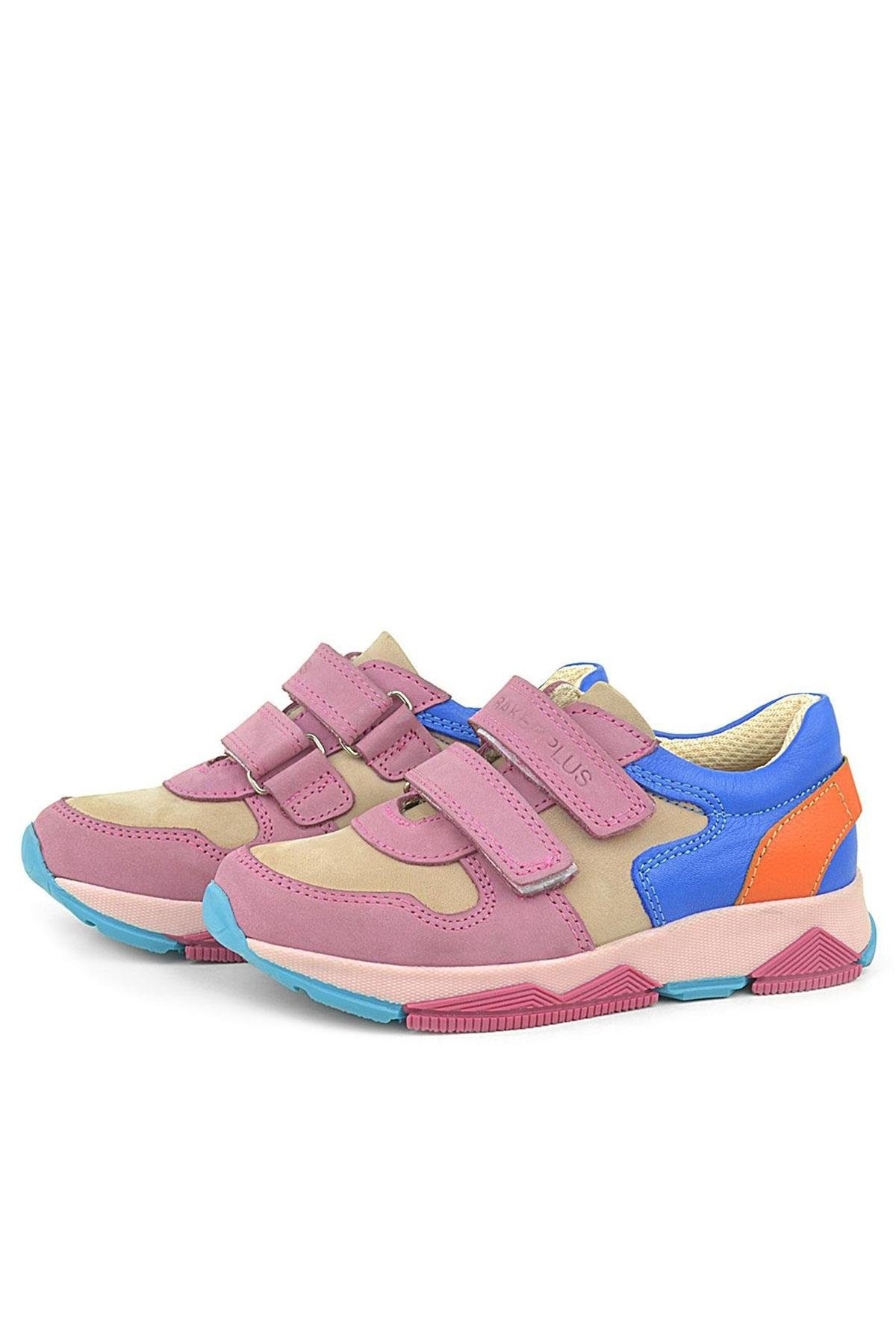 Hakiki Deri Pembe Çocuk Sneakers Spor Ayakkabı - Görsel 5
